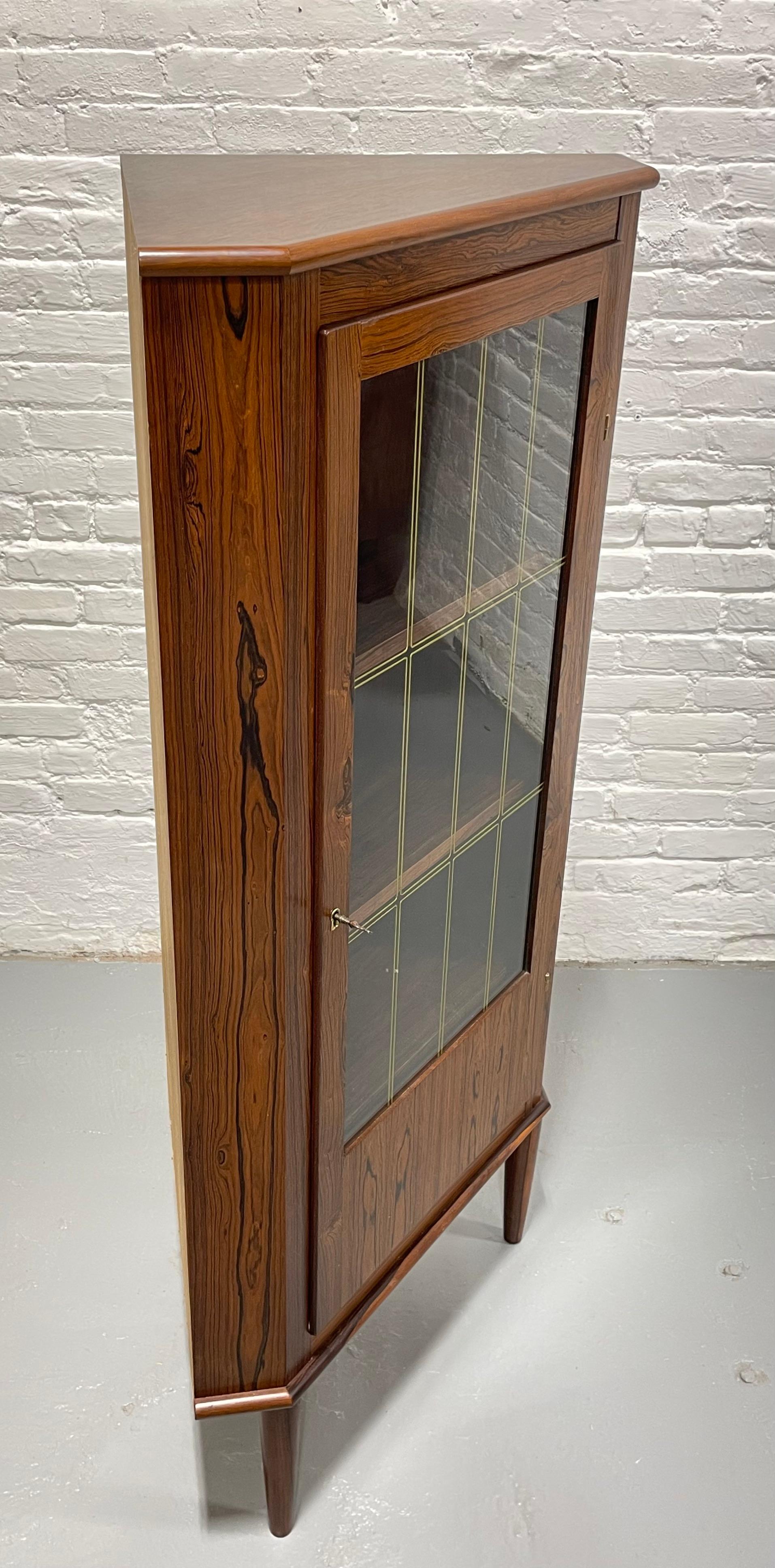 ROSEWOOD Mid Century Modern CORNER Bookcase / China or Liquor Cabinet, c. 1960s For Sale 6