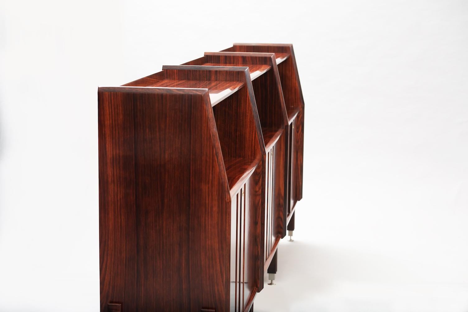 Varnished Rosewood Mid-Century Modern Dassi Long Sideboard For Sale