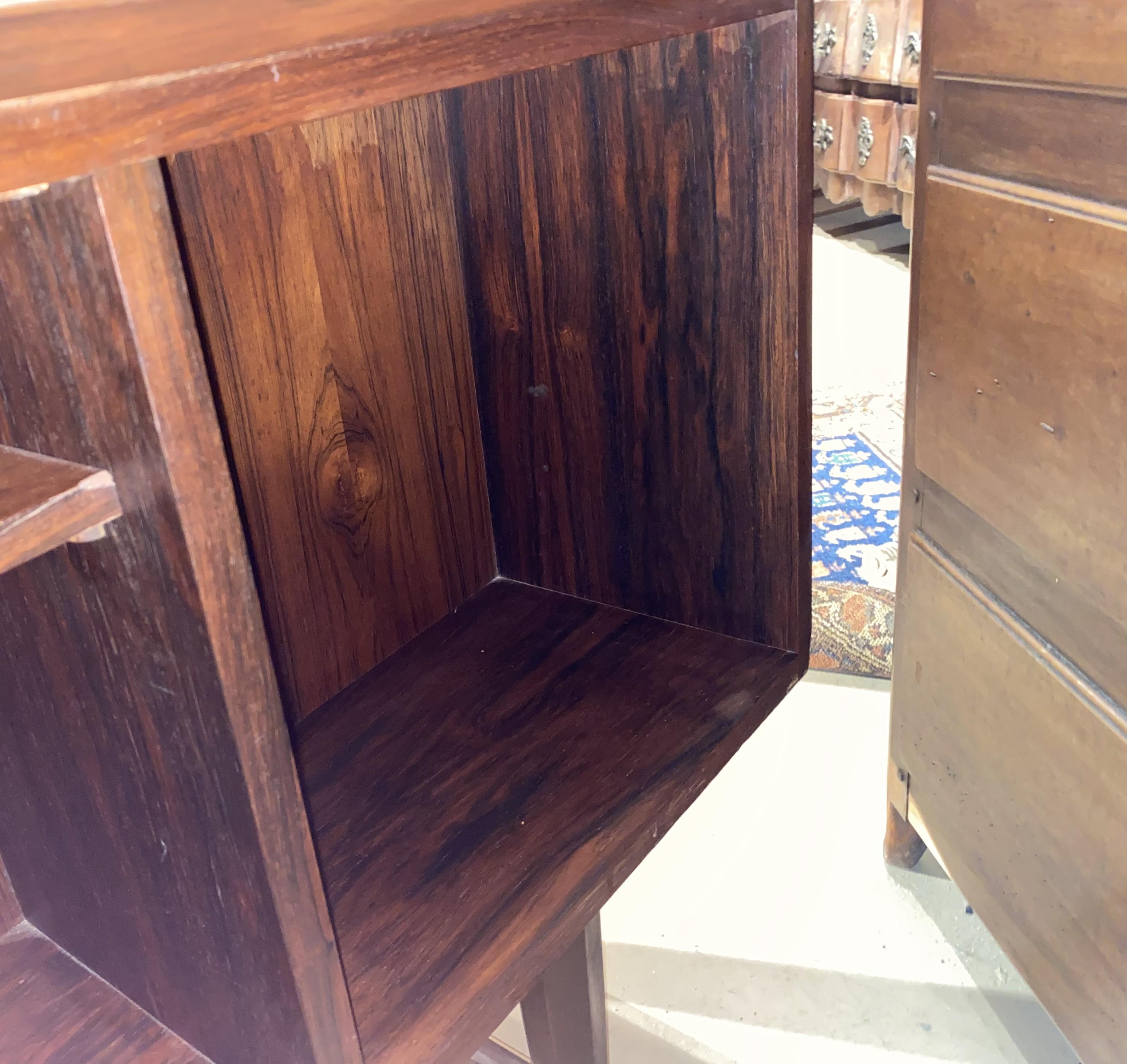 Rosewood Mid Century Modern Desk with Bookcase Front For Sale 5