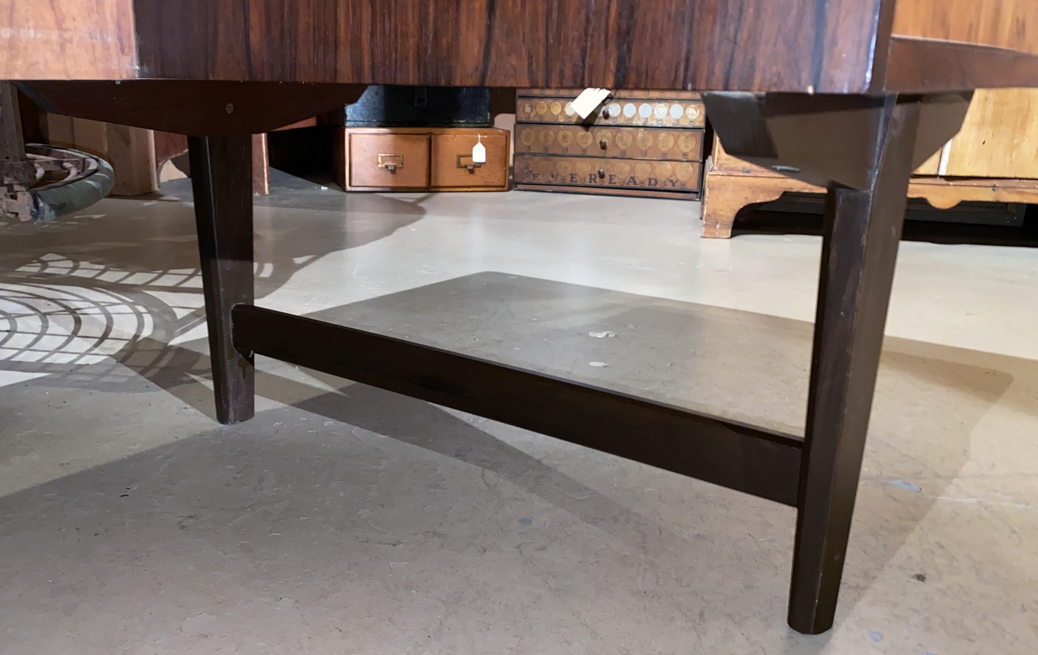 Rosewood Mid Century Modern Desk with Bookcase Front For Sale 8