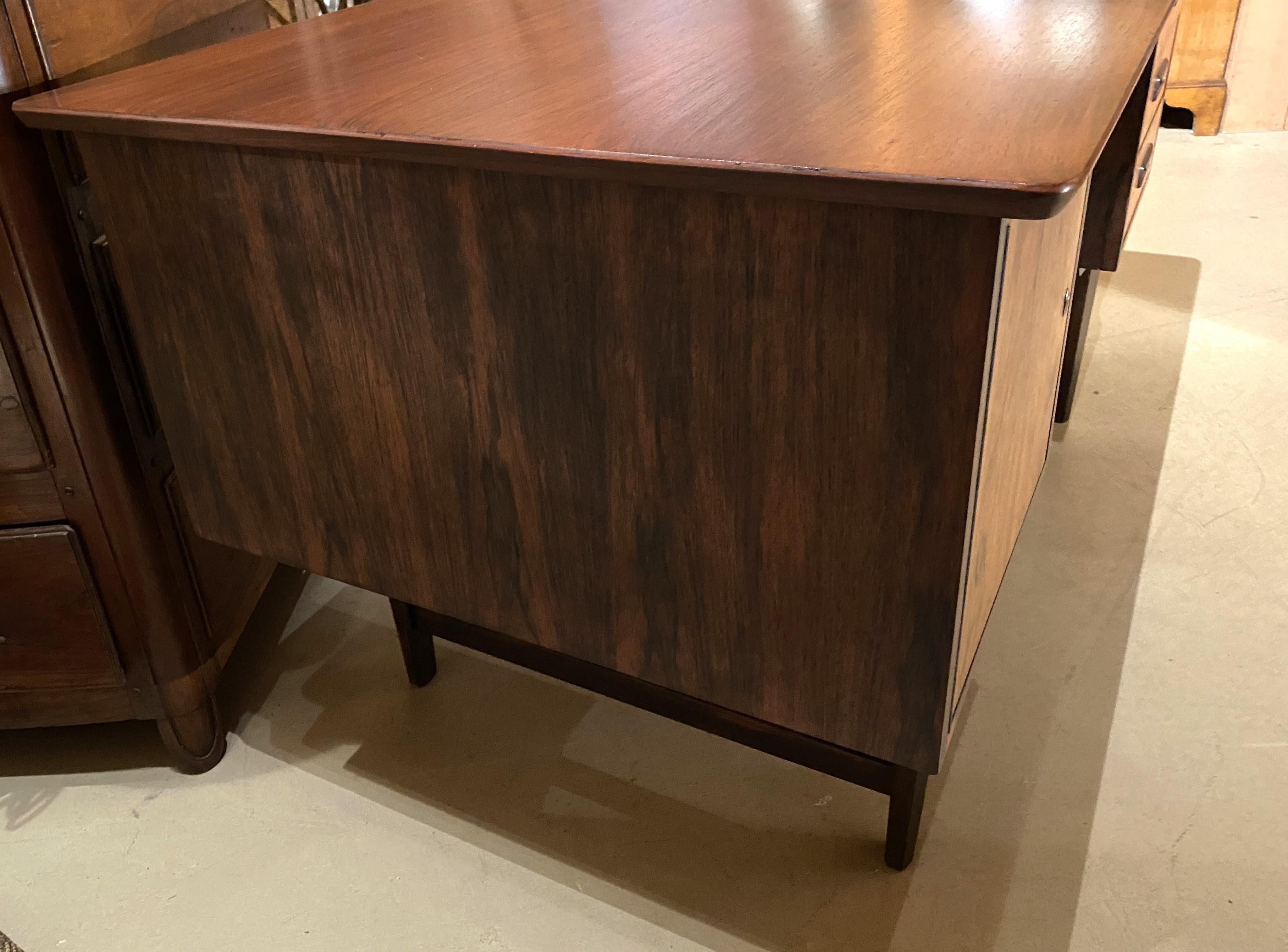 Mid-Century Modern Rosewood Mid Century Modern Desk with Bookcase Front For Sale