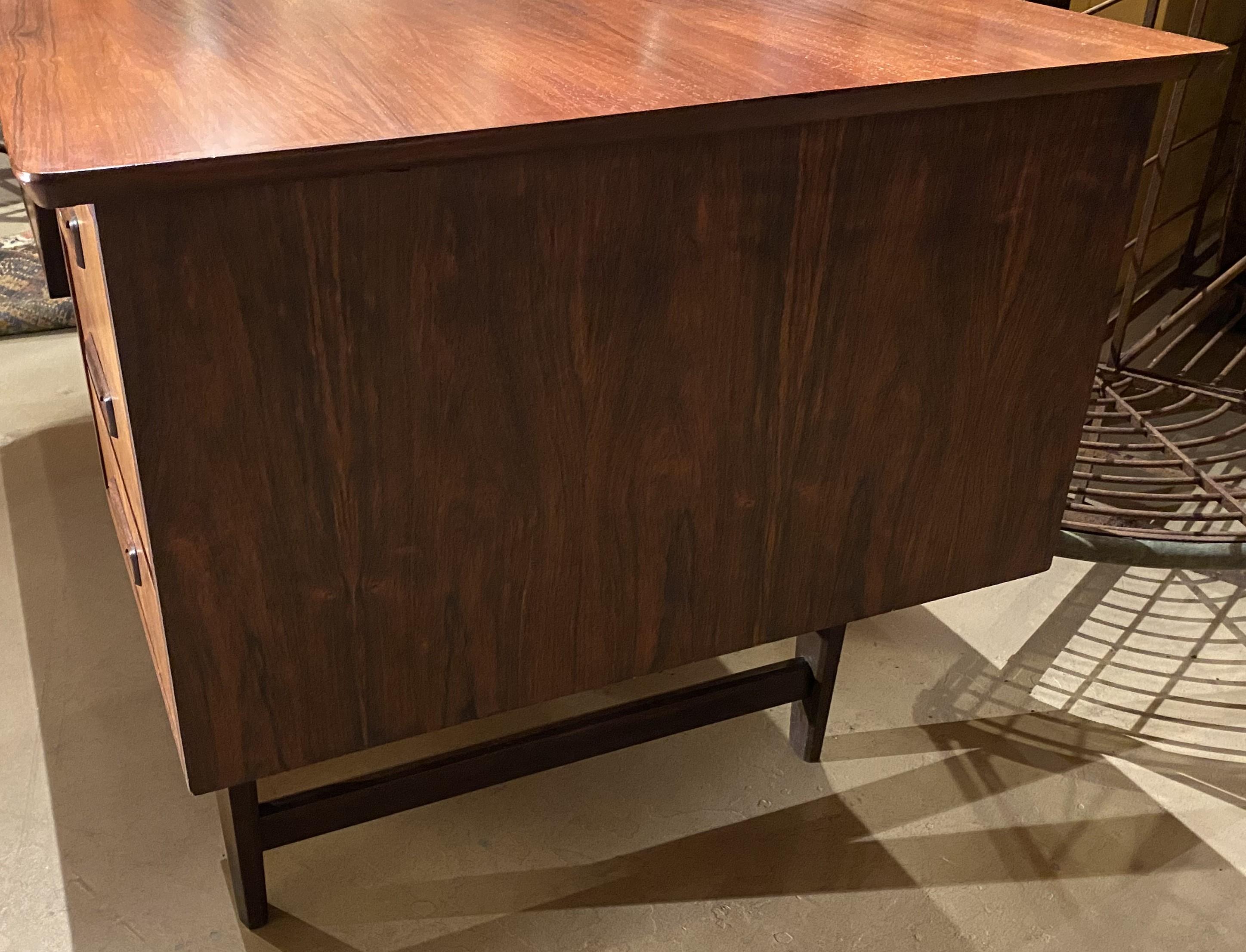 Danish Rosewood Mid Century Modern Desk with Bookcase Front For Sale