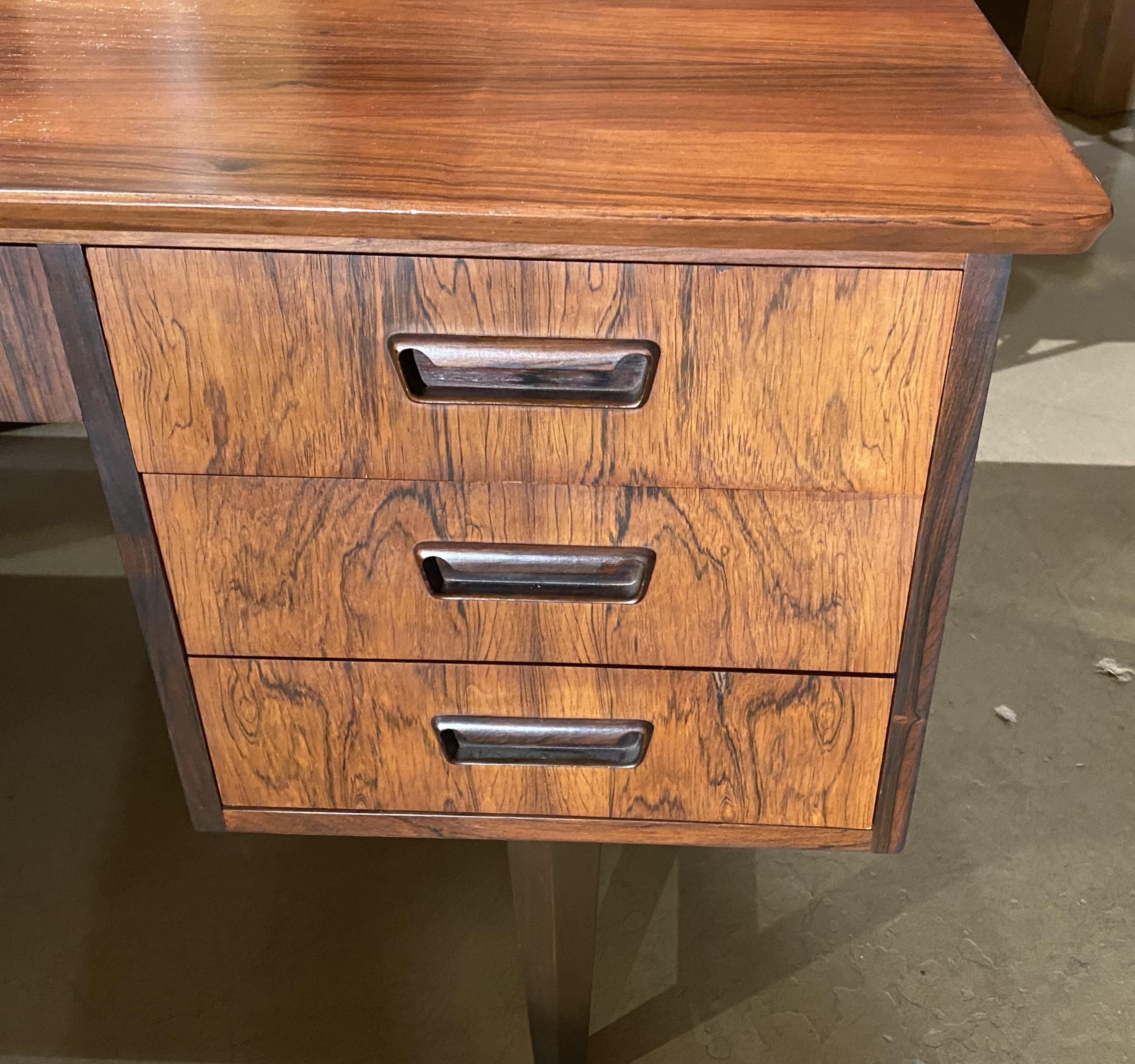 Hand-Carved Rosewood Mid Century Modern Desk with Bookcase Front For Sale