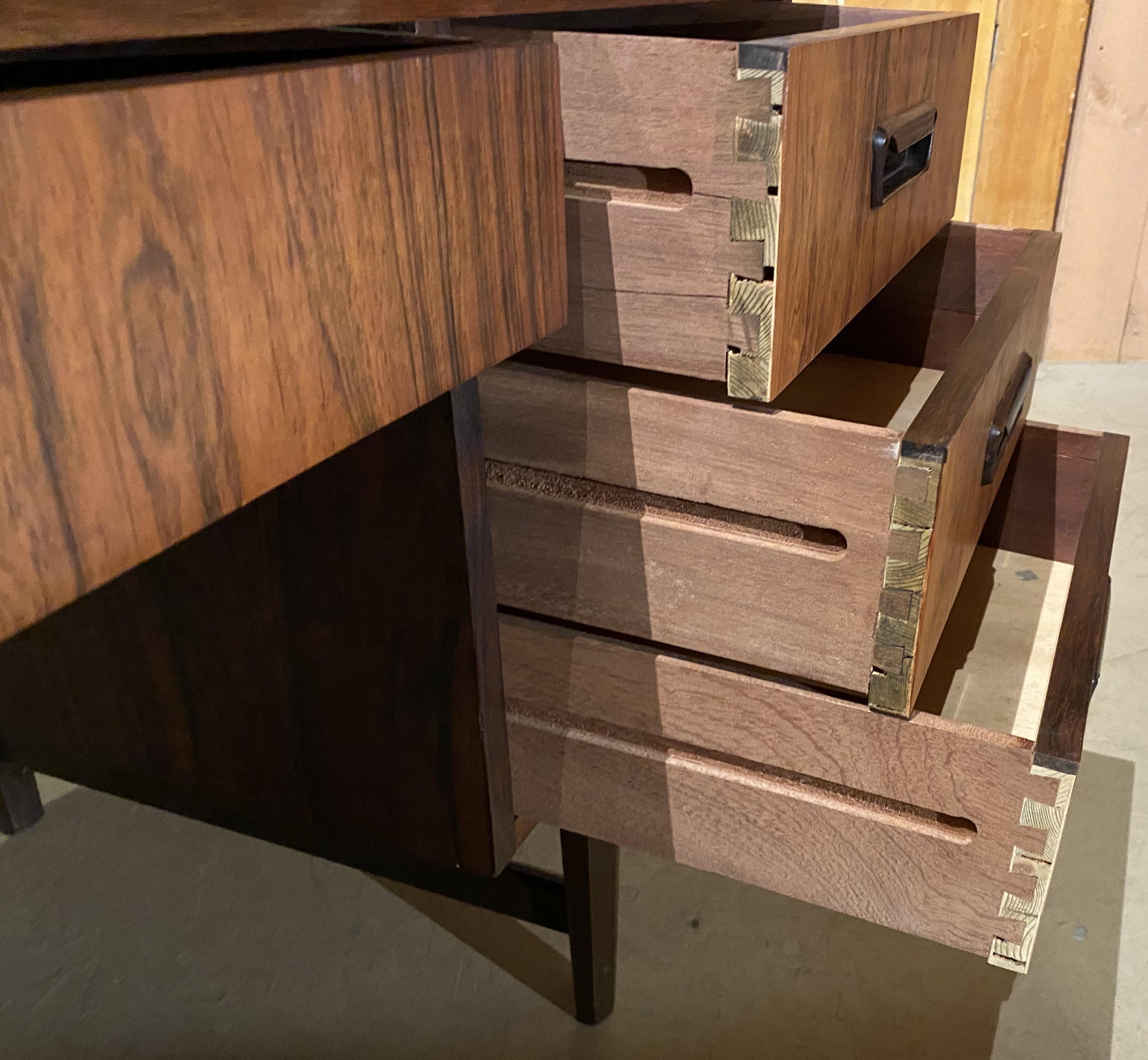 Rosewood Mid Century Modern Desk with Bookcase Front For Sale 1
