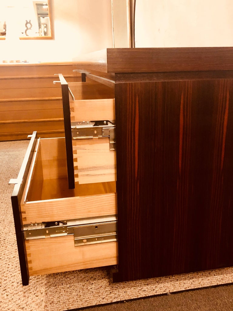Rosewood MidCentury Modern Floating Office Sideboard with Filing