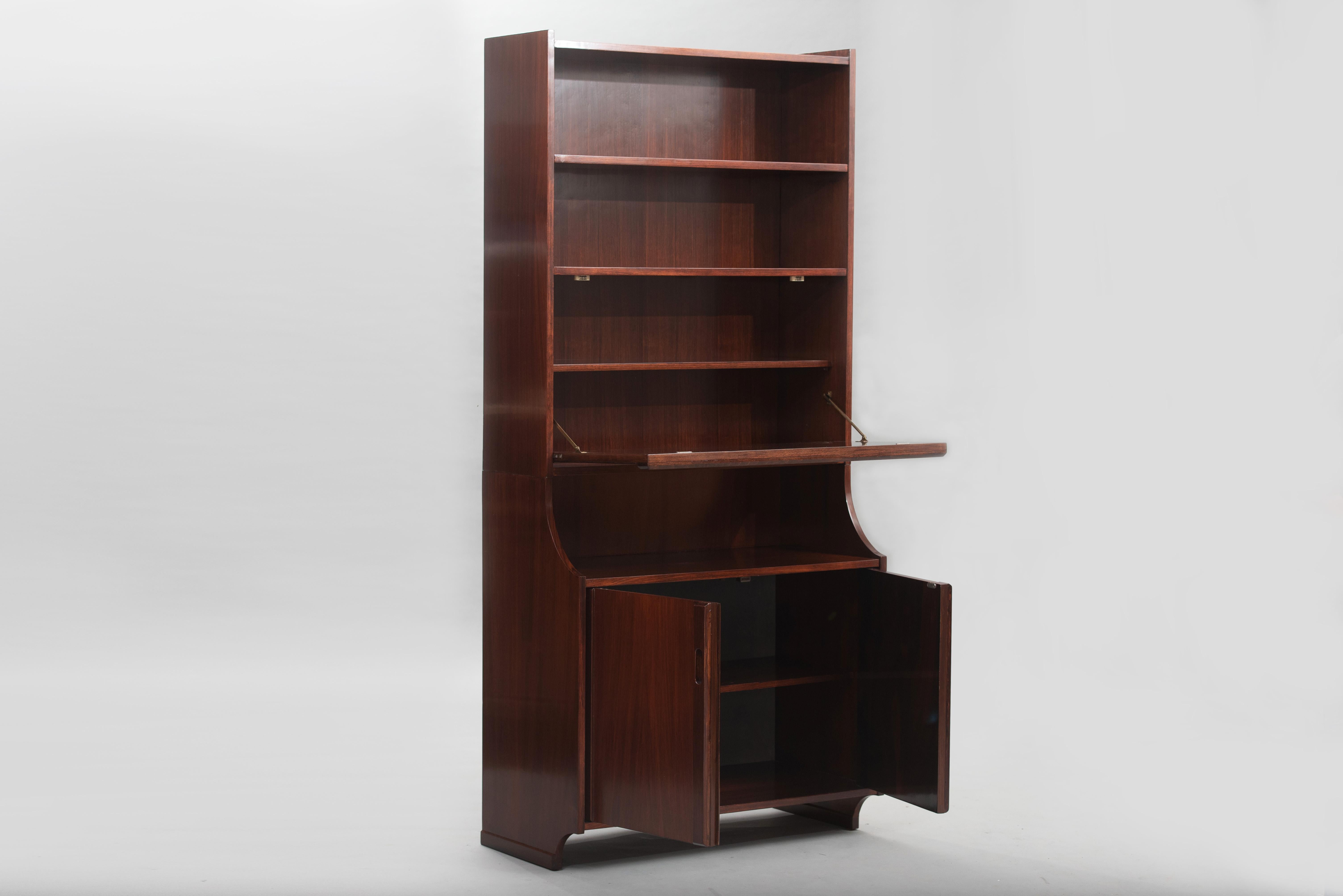 Italian Rosewood Mid-Century Modern Rosewood High Cabinet For Sale
