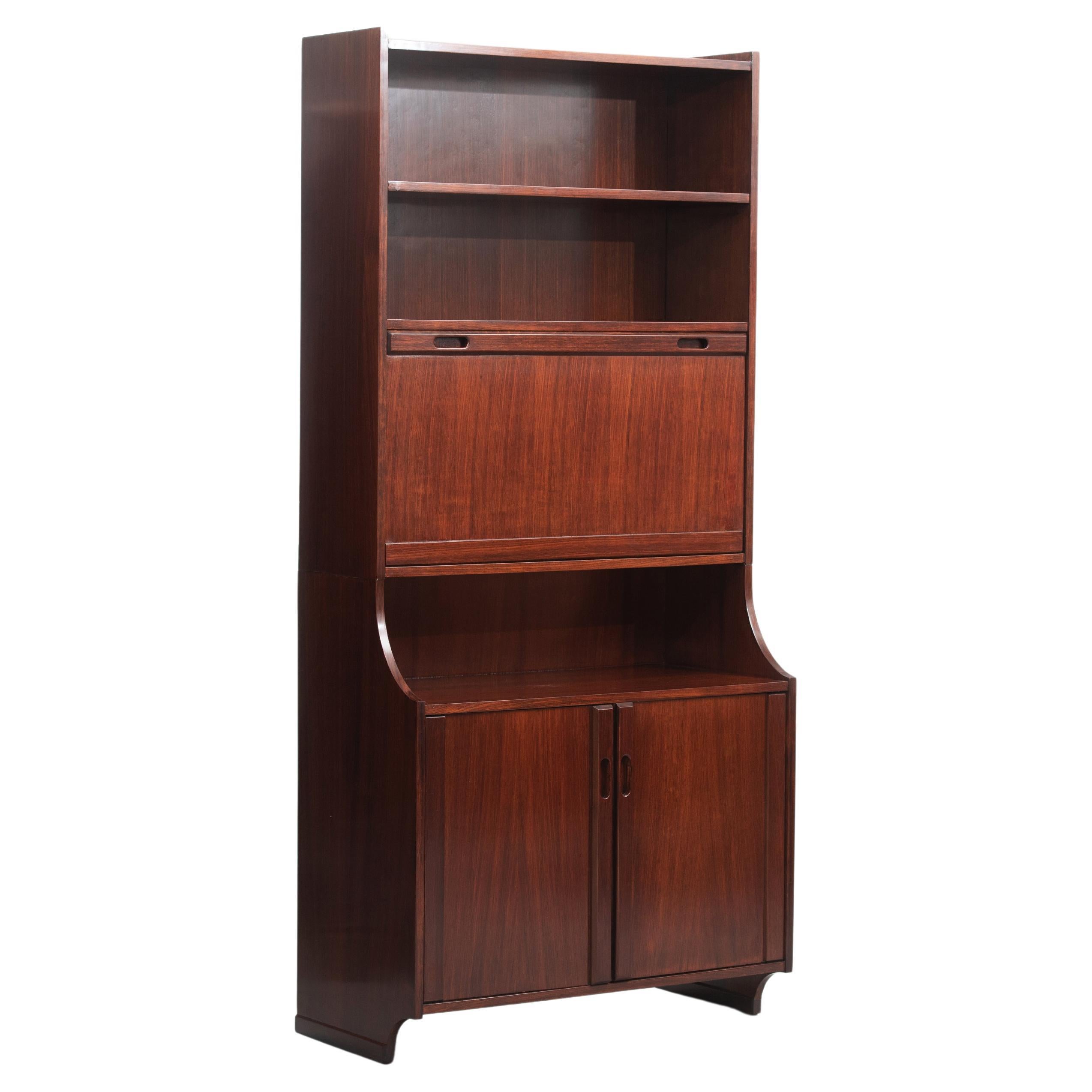 Rosewood Mid-Century Modern Rosewood High Cabinet For Sale