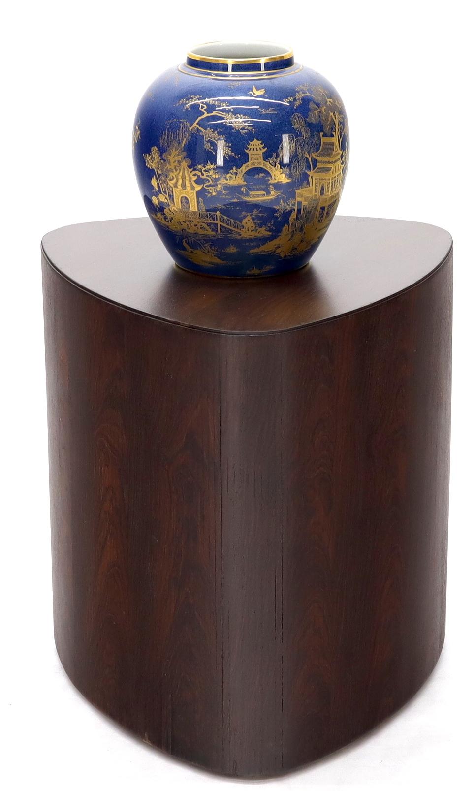 Rosewood Mid-Century Modern Rounded Triangle Shape Side End Table Stand Pedestal 1