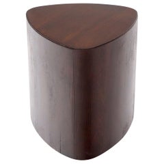 Rosewood Mid-Century Modern Rounded Triangle Shape Side End Table Stand Pedestal