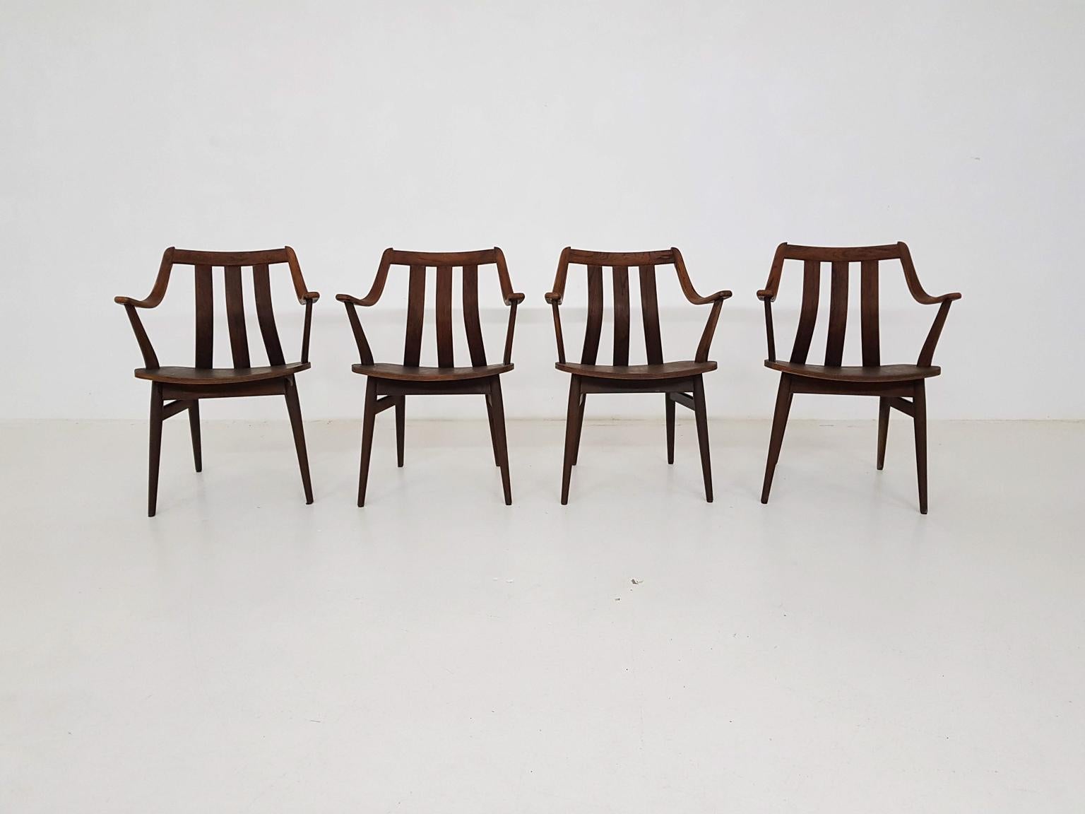 Rosewood Mid-Century Modern Set of Dining Table and Chairs, Dutch Design 1960s 7