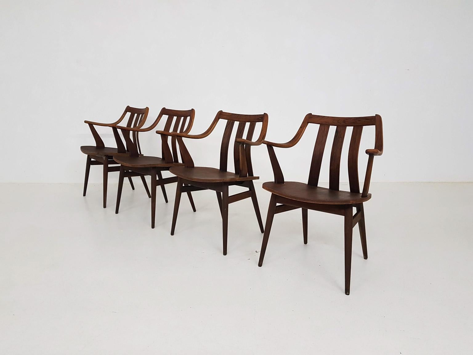 Rosewood Mid-Century Modern Set of Dining Table and Chairs, Dutch Design 1960s 8