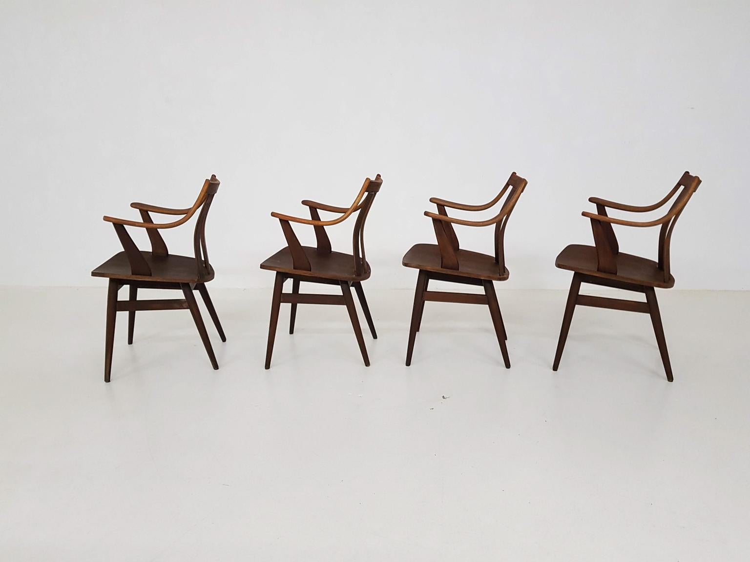 Rosewood Mid-Century Modern Set of Dining Table and Chairs, Dutch Design 1960s 9