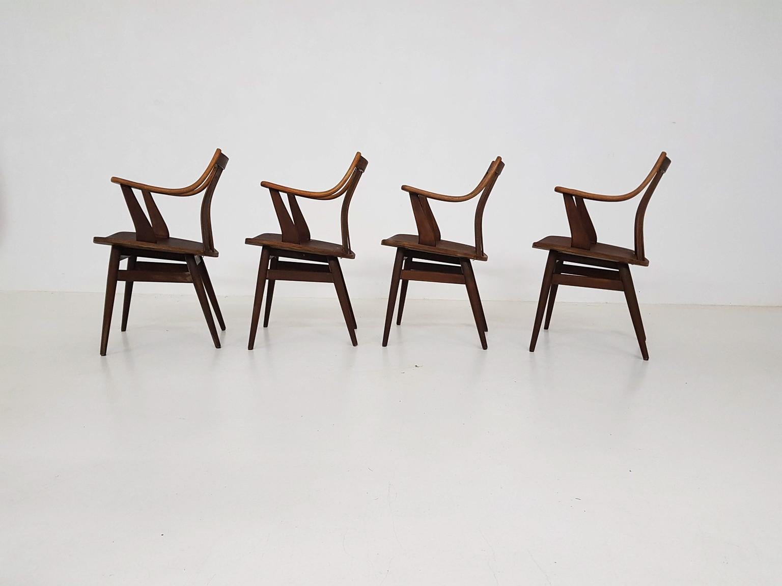 Rosewood Mid-Century Modern Set of Dining Table and Chairs, Dutch Design 1960s 10