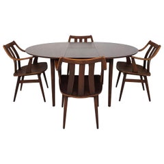 Rosewood Mid-Century Modern Set of Dining Table and Chairs, Dutch Design 1960s