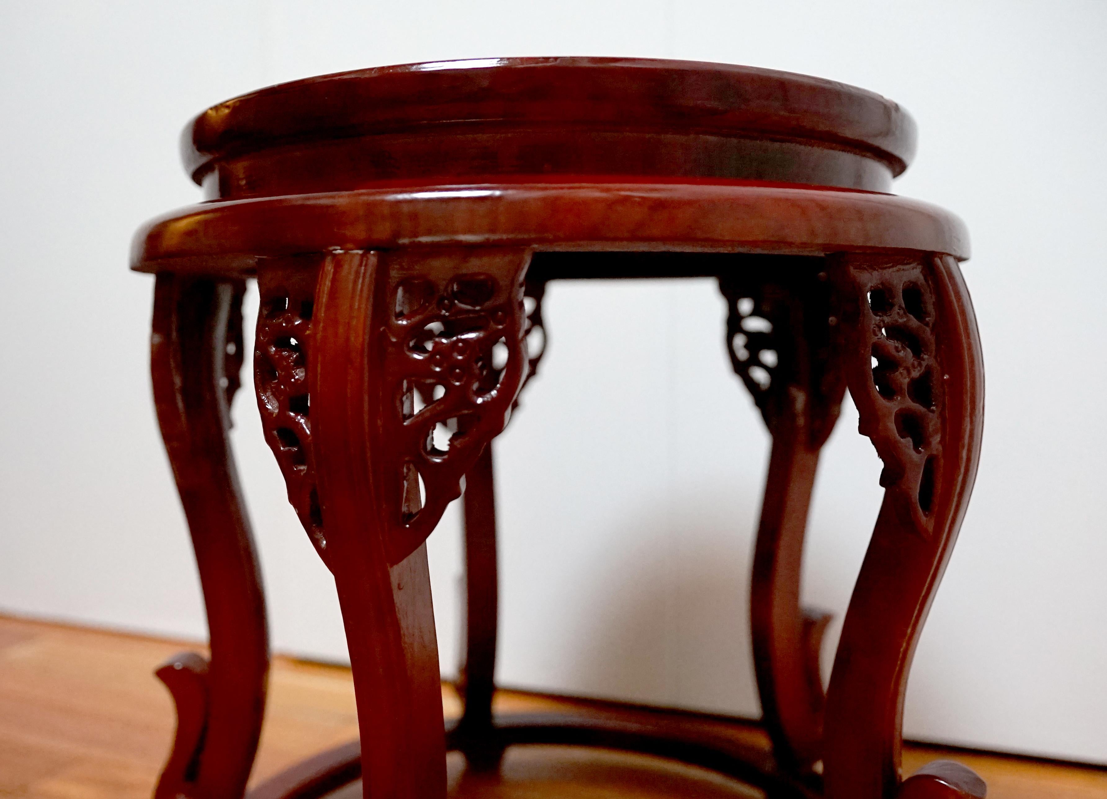 Chinese Export Rosewood Mid Century Round Occasional Table  For Sale