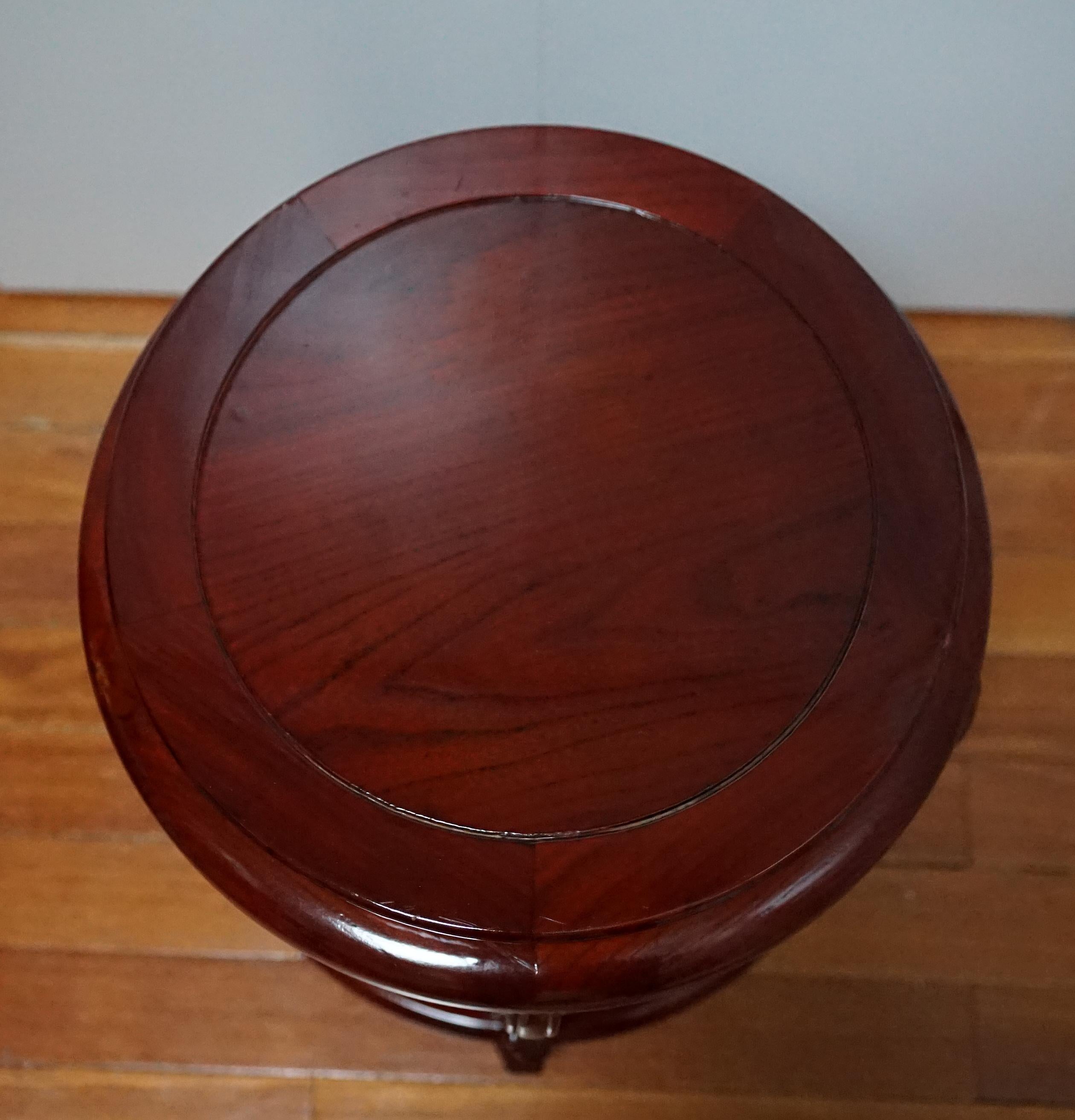 Hand-Carved Rosewood Mid Century Round Occasional Table  For Sale