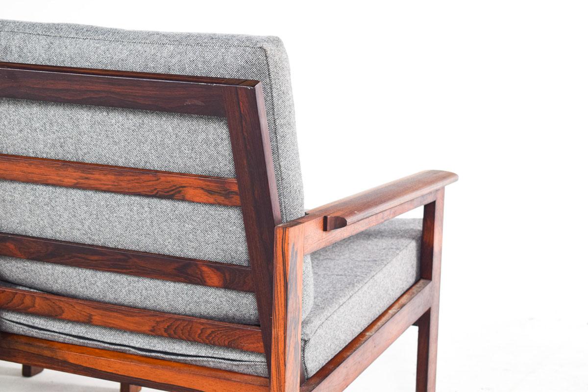 Fabric Rosewood Midcentury Armchairs, Model Capella, Designed by Illum Wikkelso