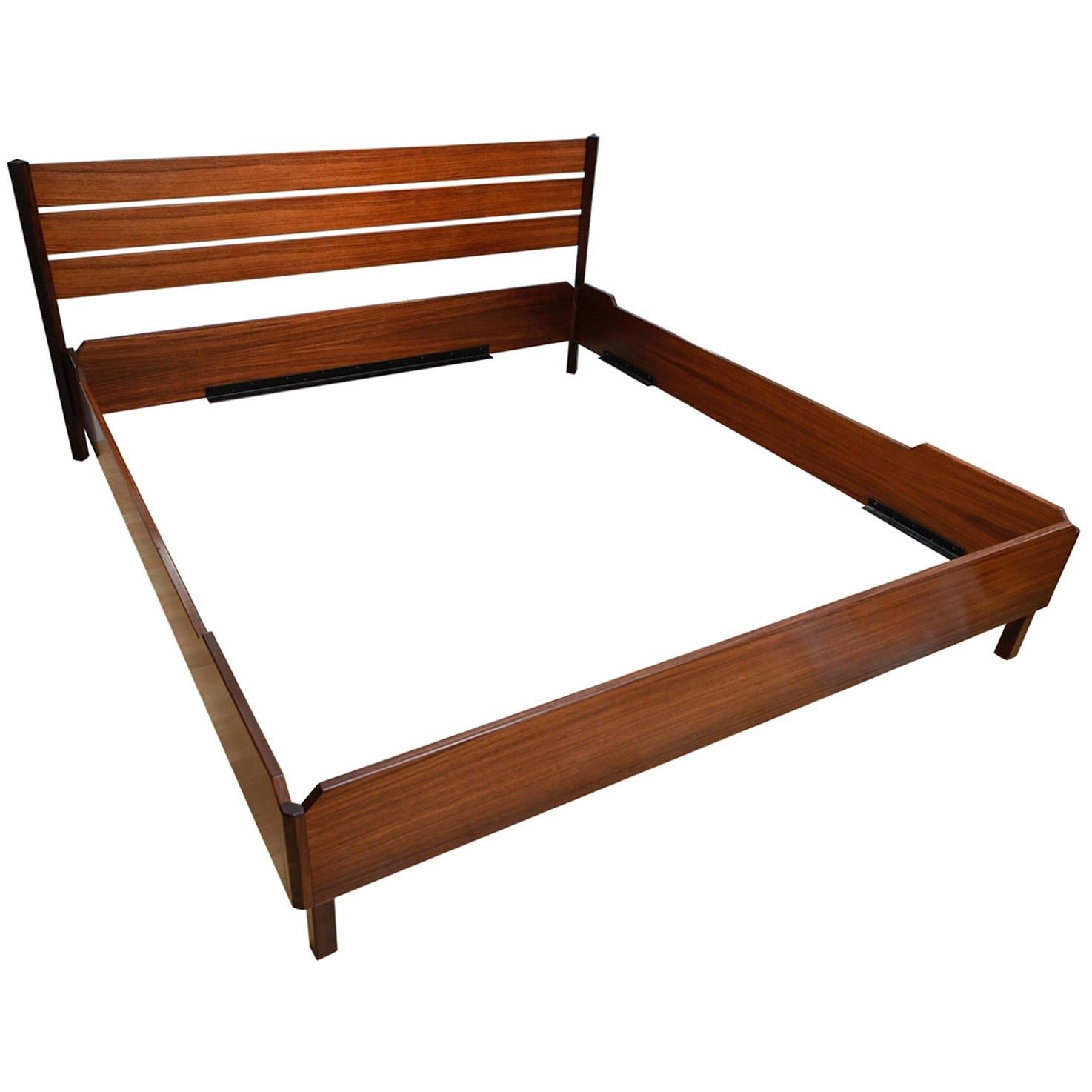 Rosewood Midcentury Bed by Poggi, circa 1960 For Sale