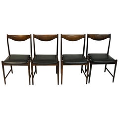 Rosewood midcentury Diningchairs Darby black leather Torbjørn Afdal, Norway 1960s