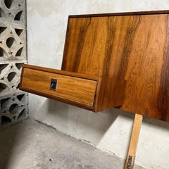 Rosewood midcentury floating headboard & floating nightstand tables