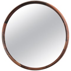 Uno & Östen Kristiansson, Round Rosewood mirror by Luxus, Vittsjö. Sweden, 1960s