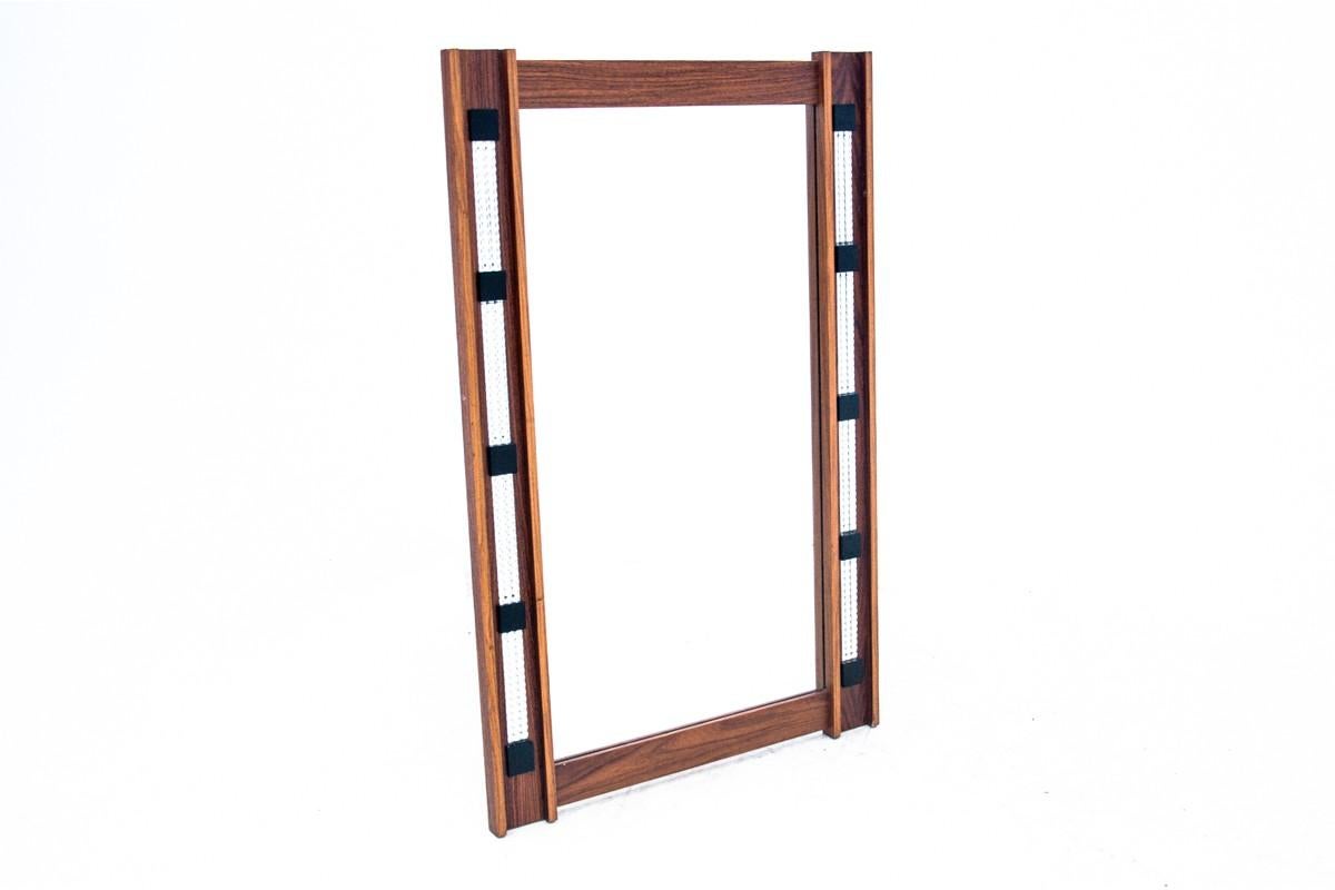 Rosewood Mirror with Commode, 1960s In Good Condition For Sale In Chorzów, PL
