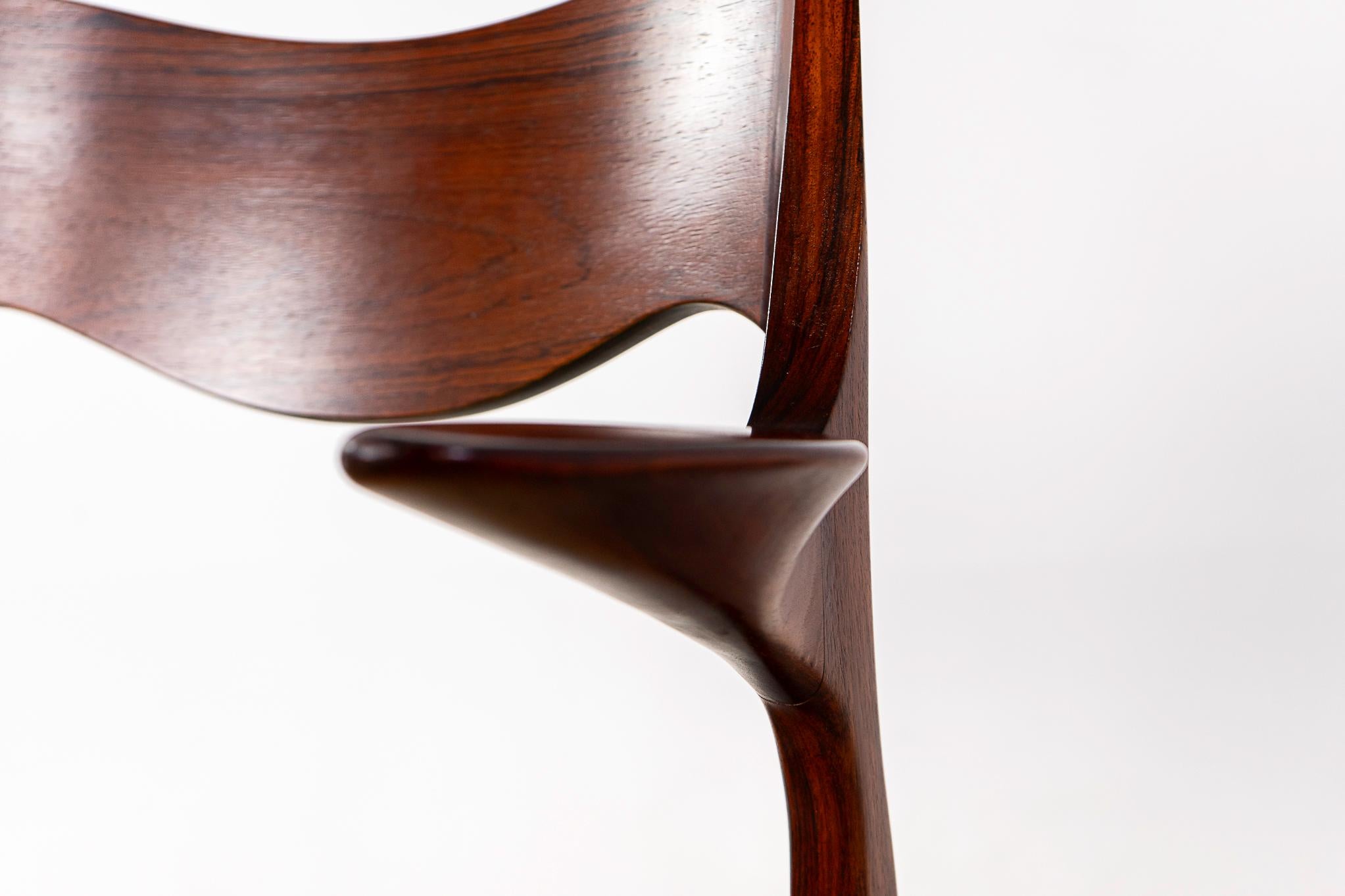Scandinavian Modern Rosewood Model 55 Armchair by Niels Otto Moller For Sale
