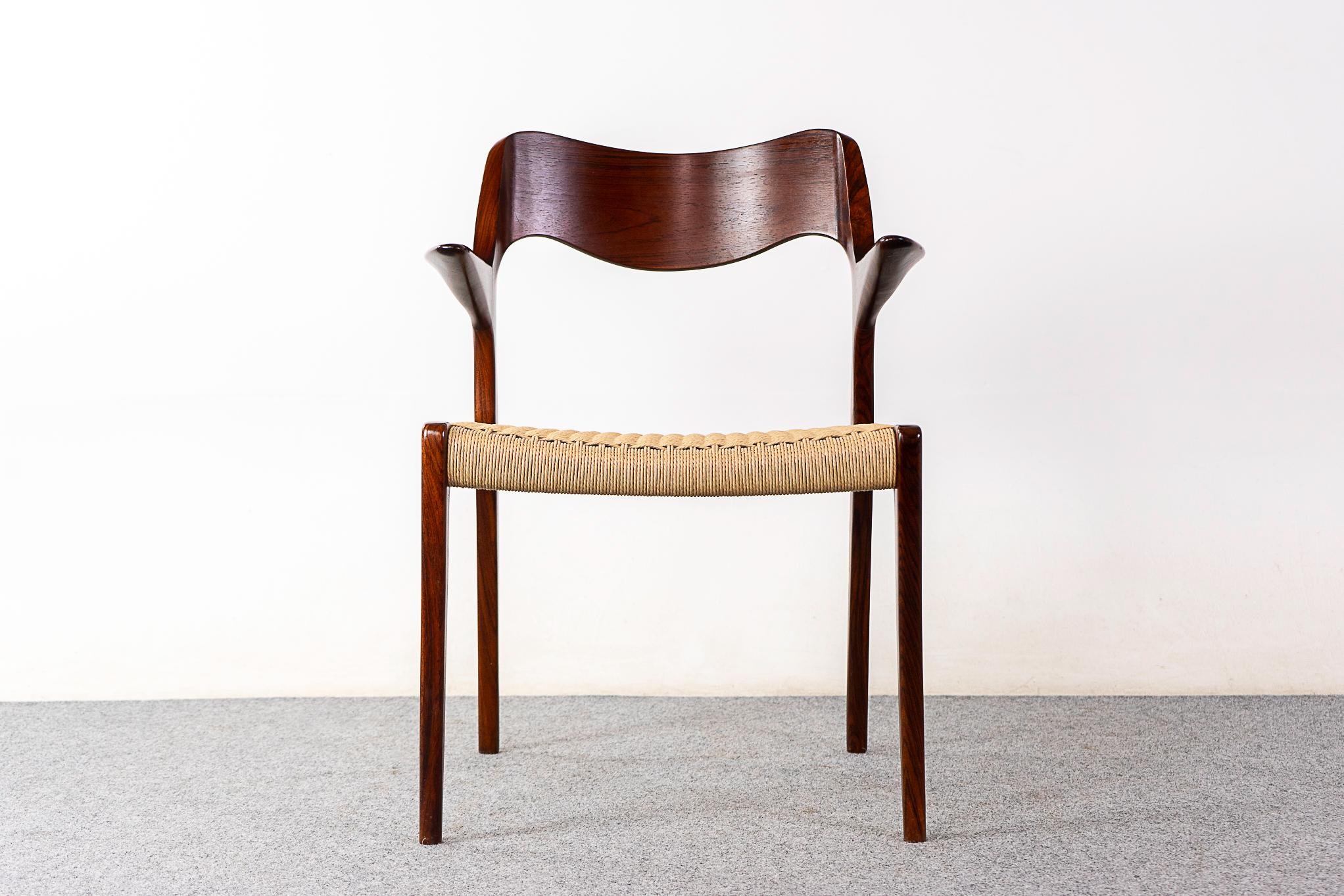 Hand-Woven Rosewood Model 55 Armchair by Niels Otto Moller