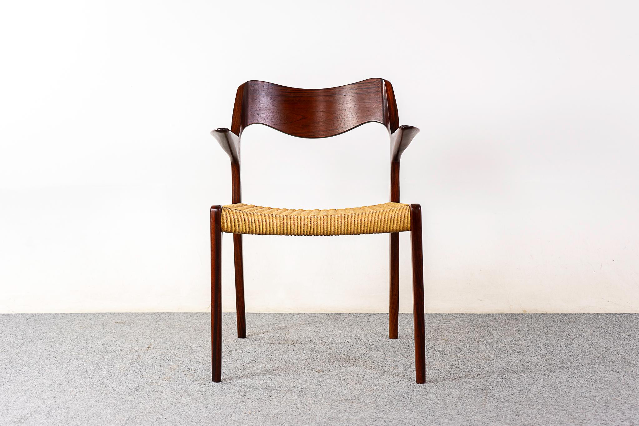 Hand-Woven Rosewood Model 55 Armchair by Niels Otto Moller For Sale