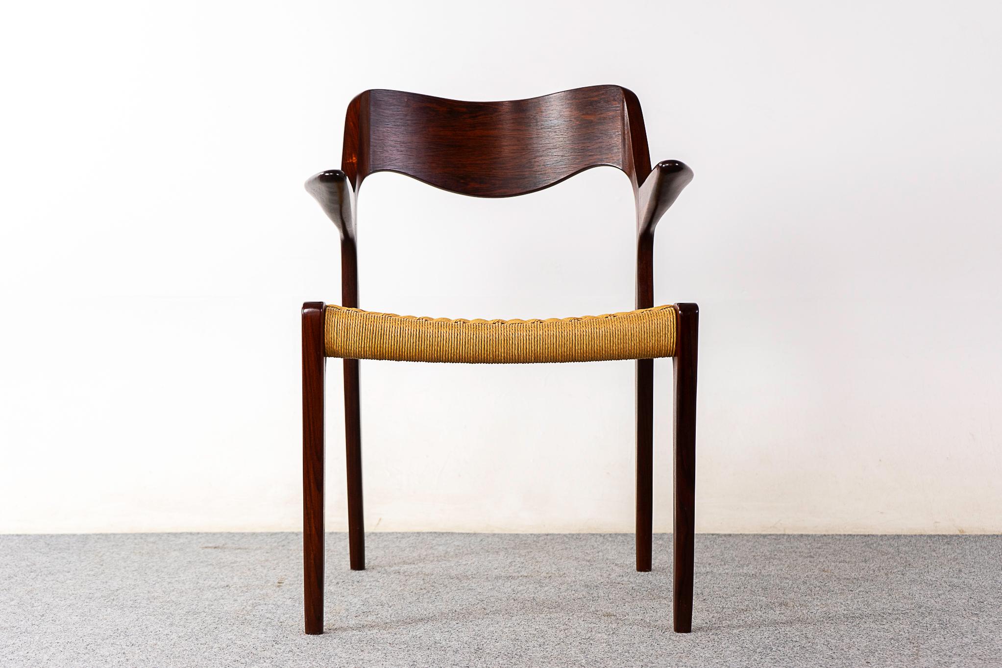 Hand-Woven Rosewood Model 55 Armchair by Niels Otto Moller