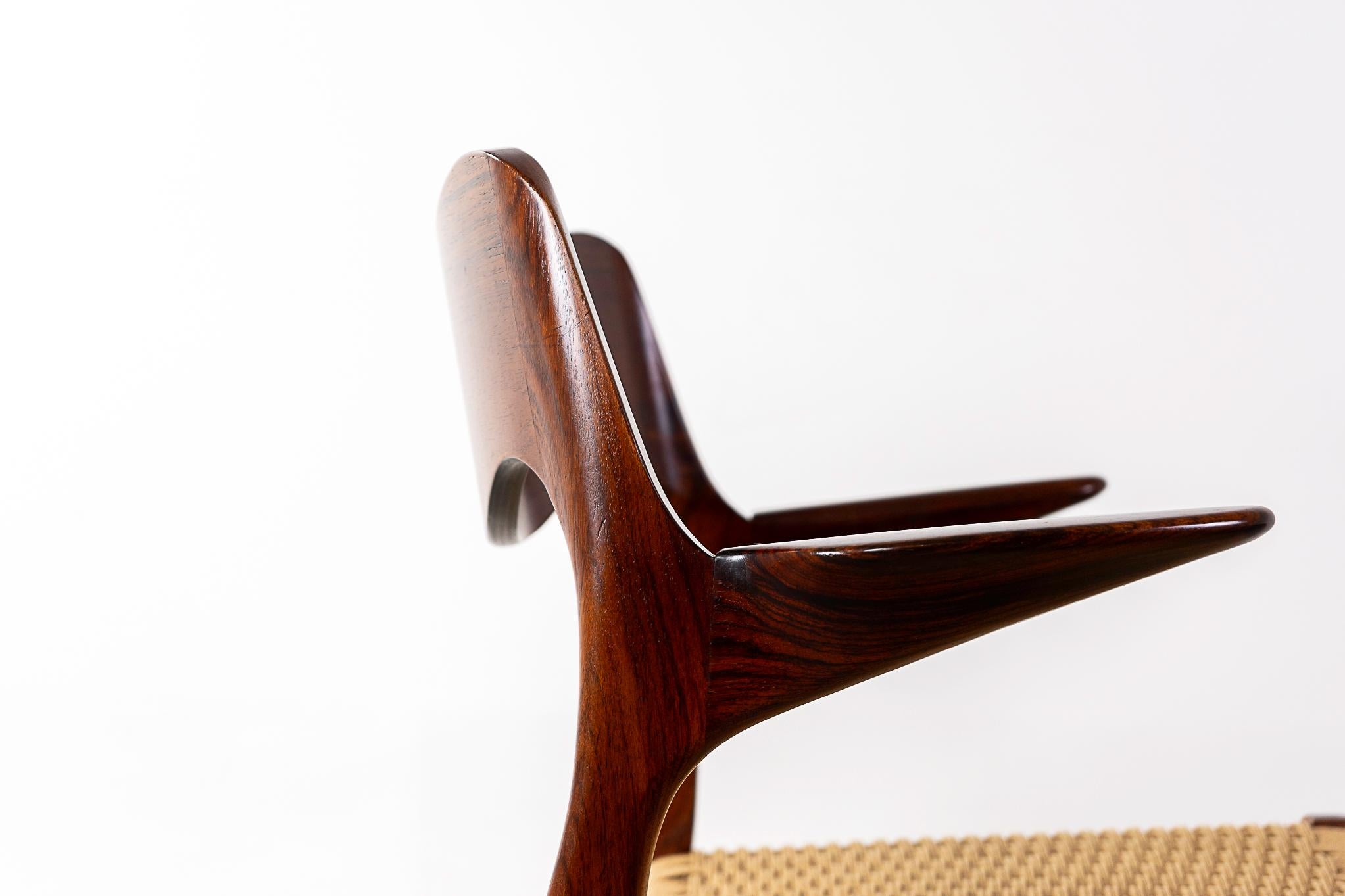 Papercord Rosewood Model 55 Armchair by Niels Otto Moller