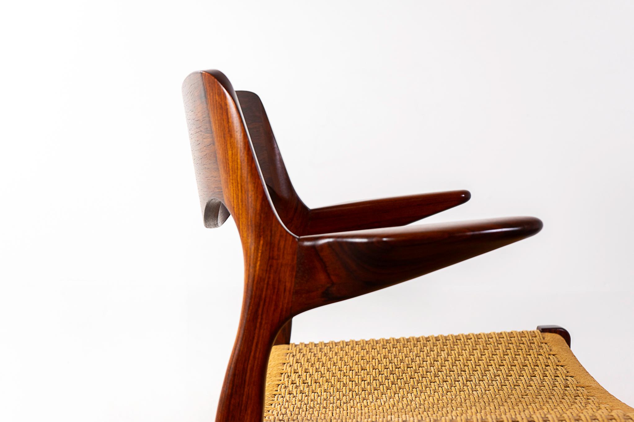 Papercord Rosewood Model 55 Armchair by Niels Otto Moller For Sale