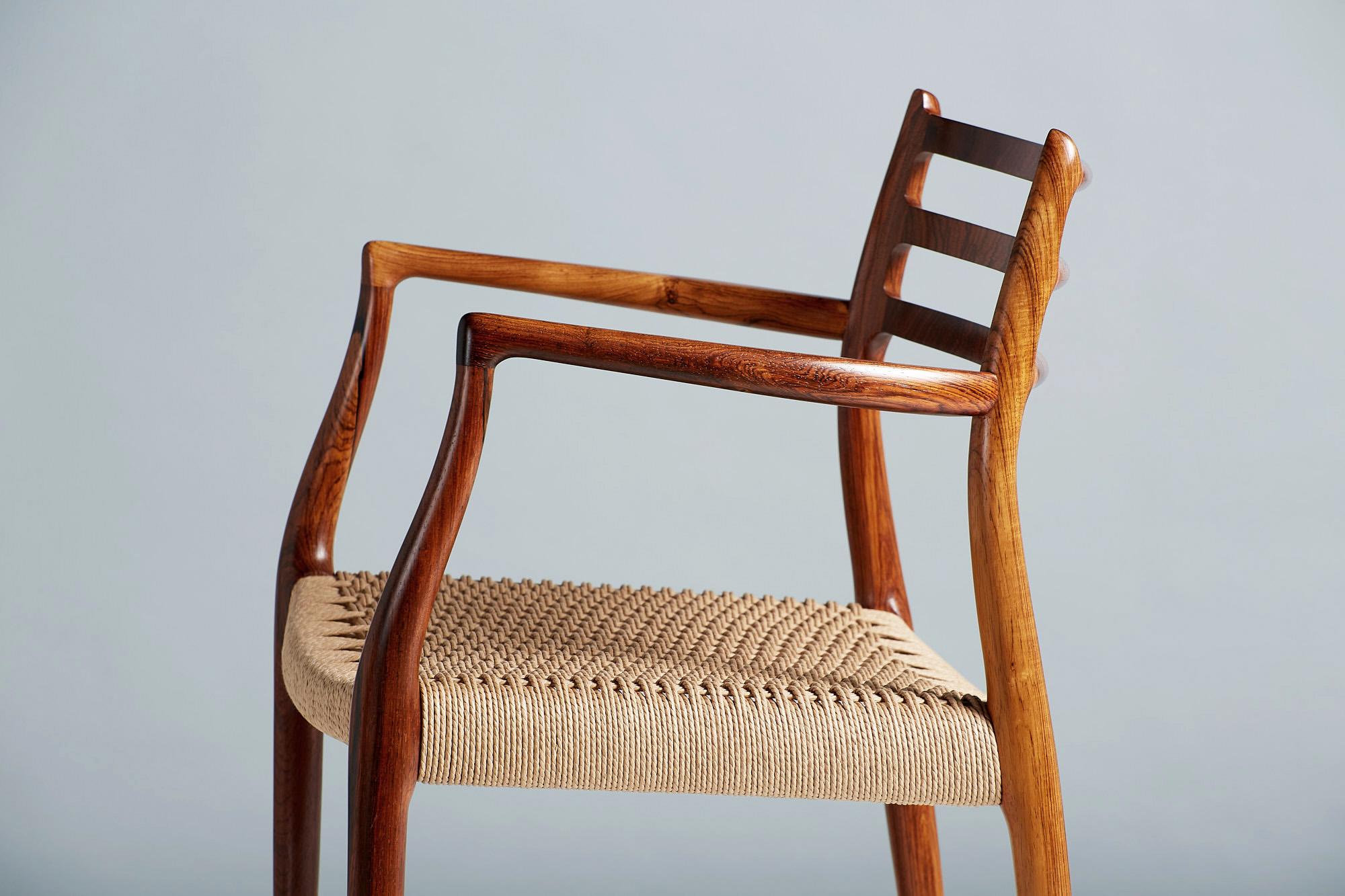 Papercord Rosewood Model 62 Armchair by Niels Moller, 1962