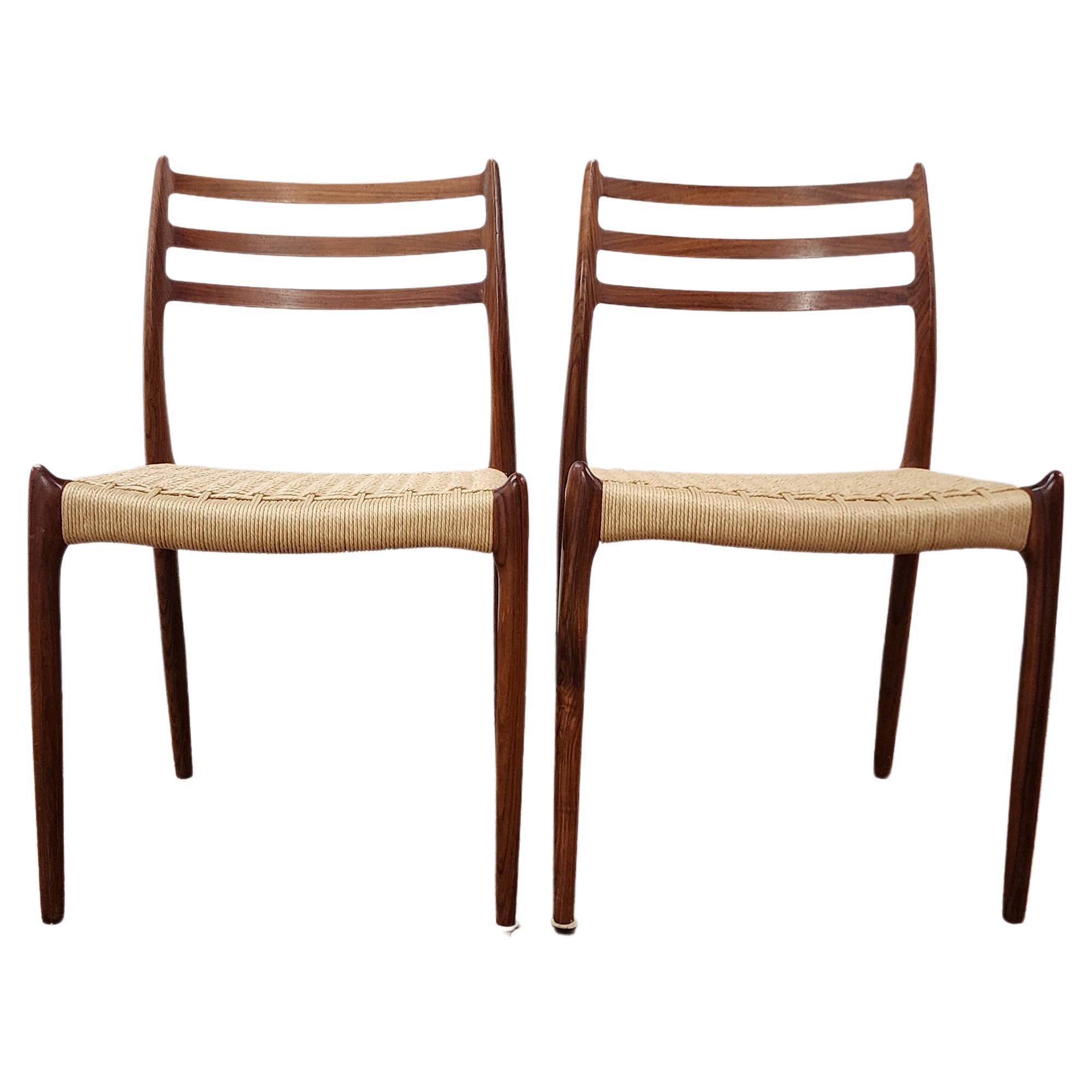 Rosewood Model 78 side Chairs by Niels Moller - a pair  For Sale