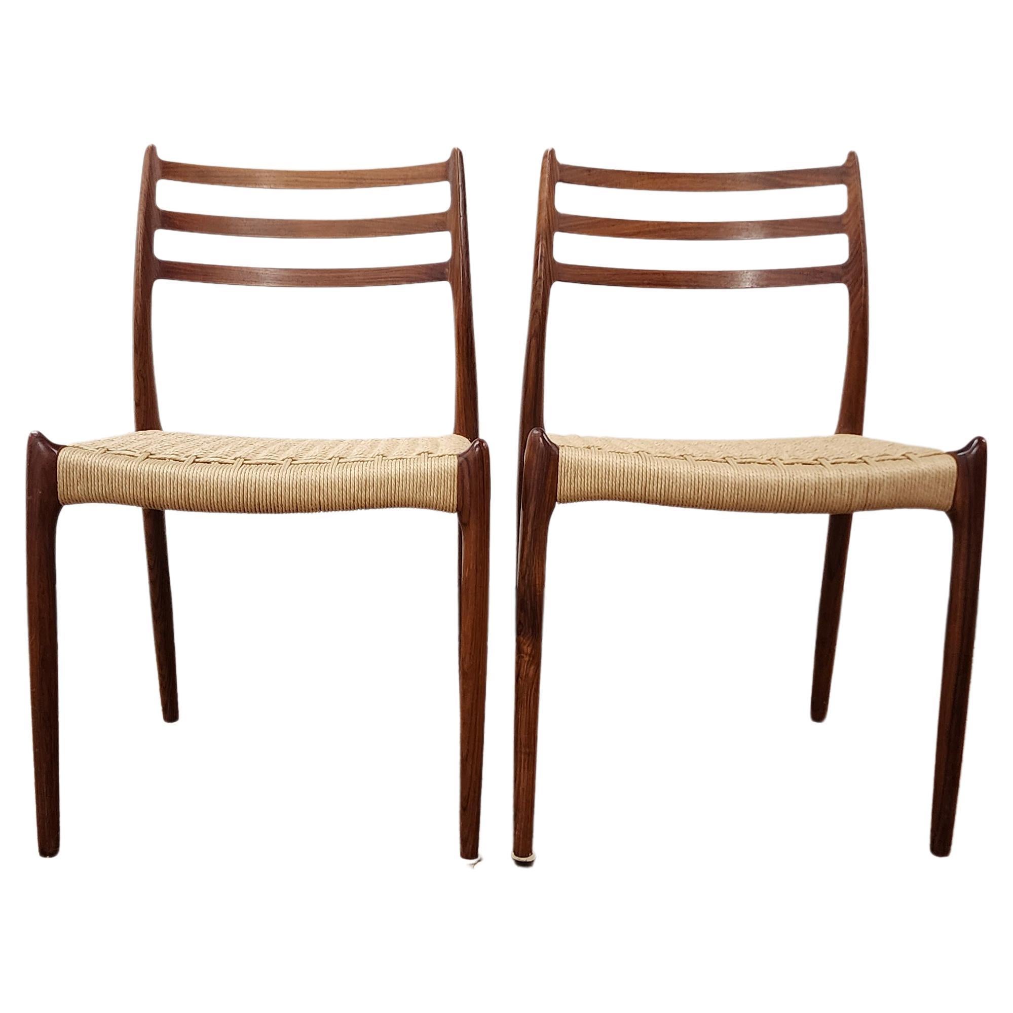 Rosewood Model 78 side Chairs by Niels Moller - a pair