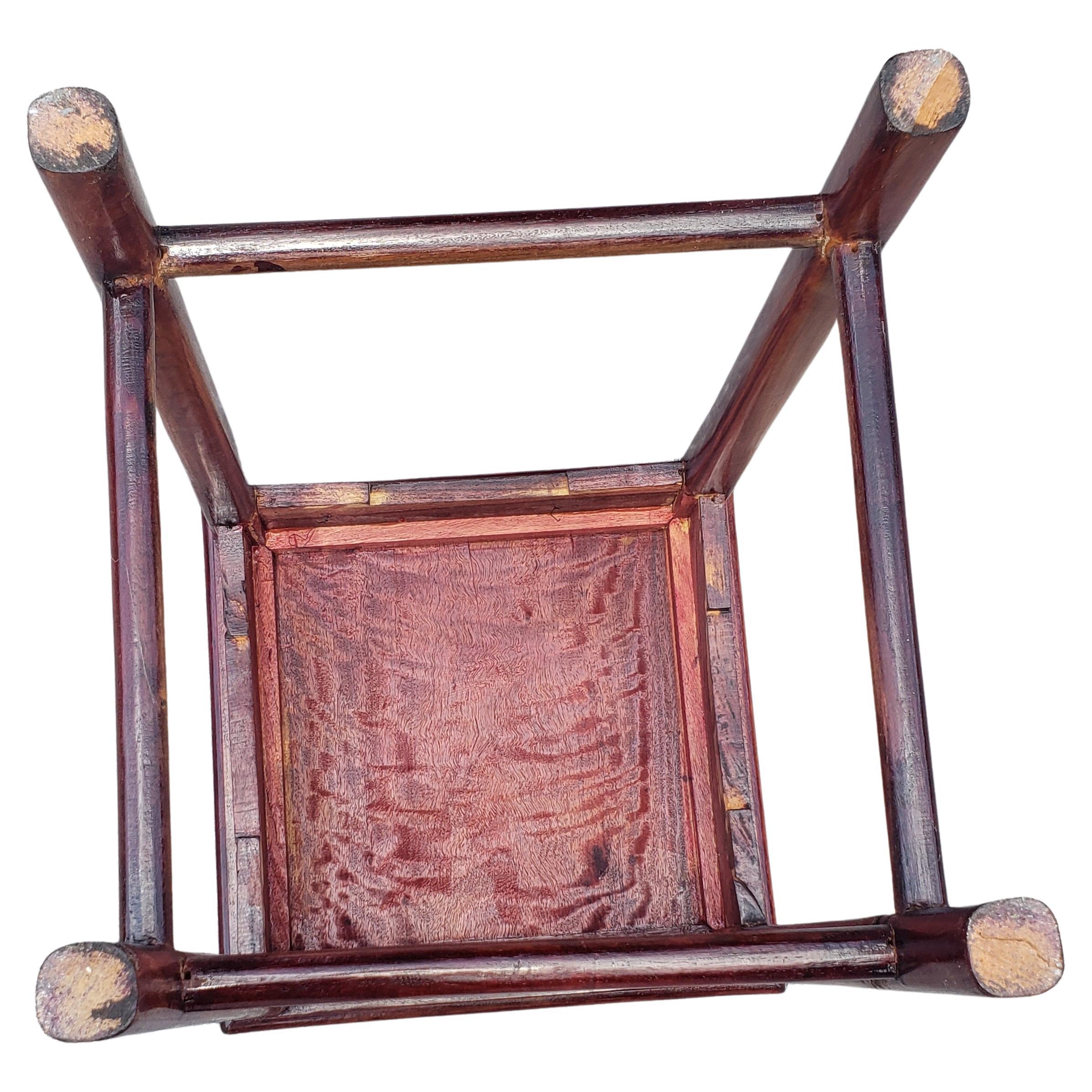 Rosewood Mother-of-Pearl Inlay Square Side Table For Sale 3