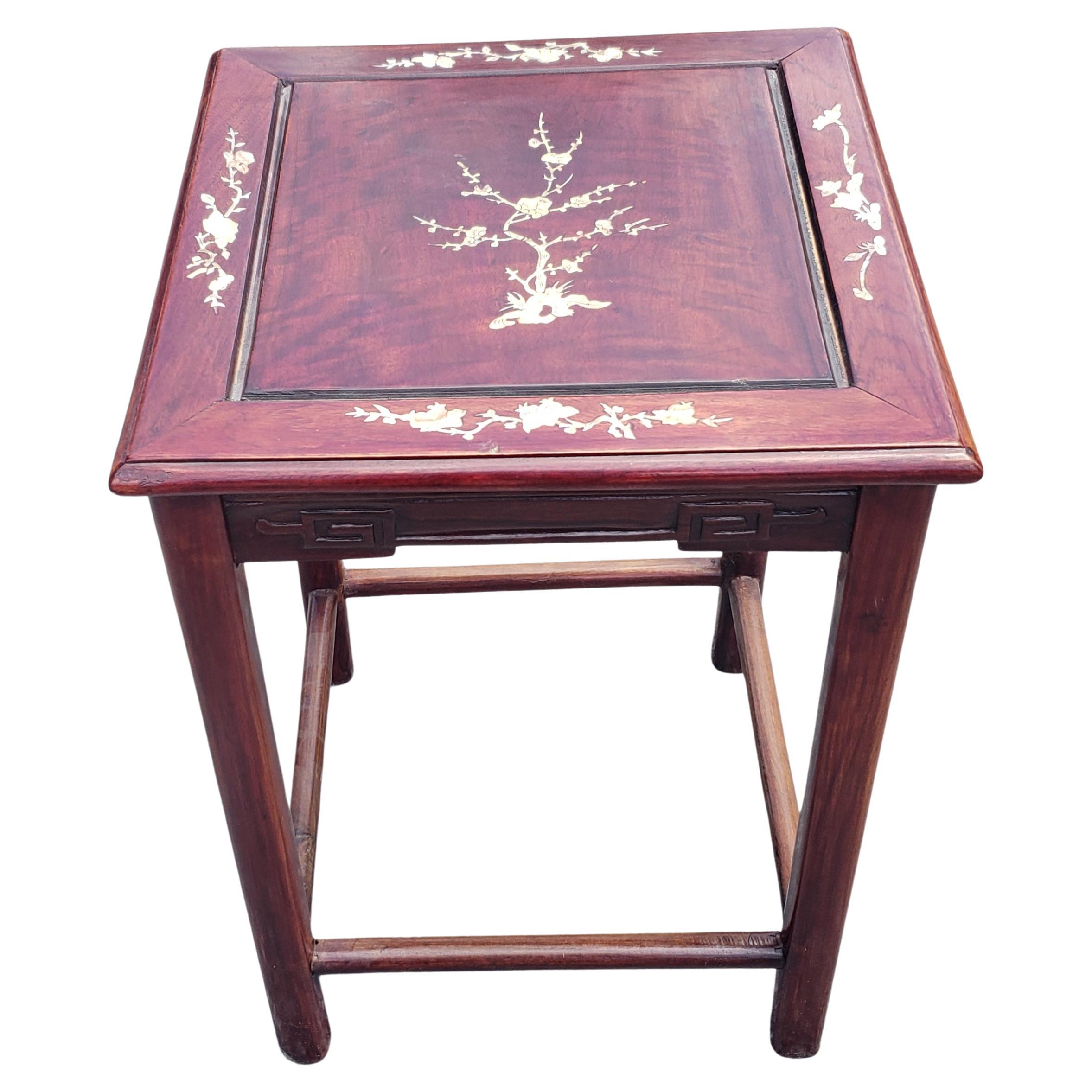 Rosewood Mother-of-Pearl Inlay Square Side Table