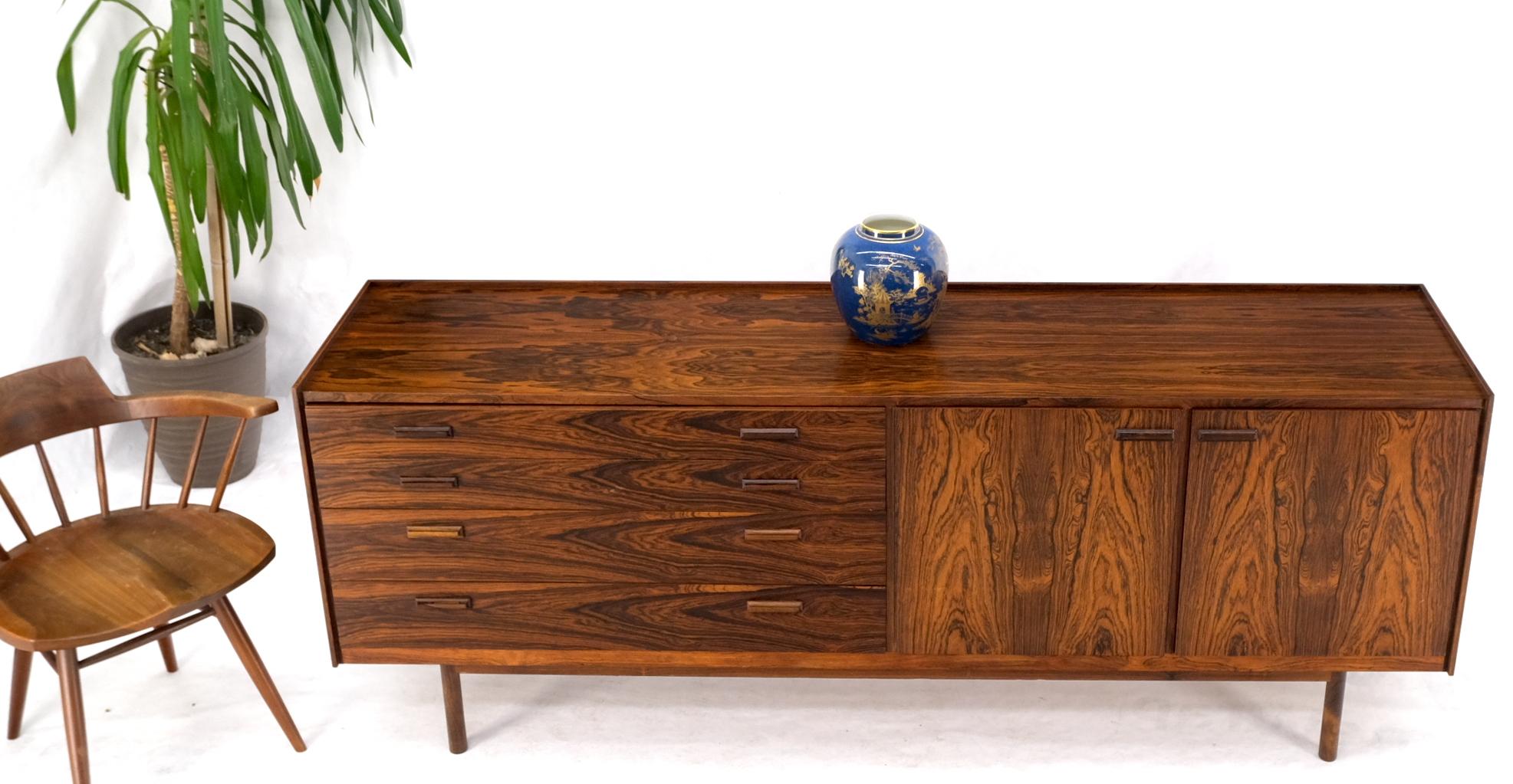 Rosewood Multi Drawers Two Doors Compartment Gallery Top Danish Credenza Dresser 6