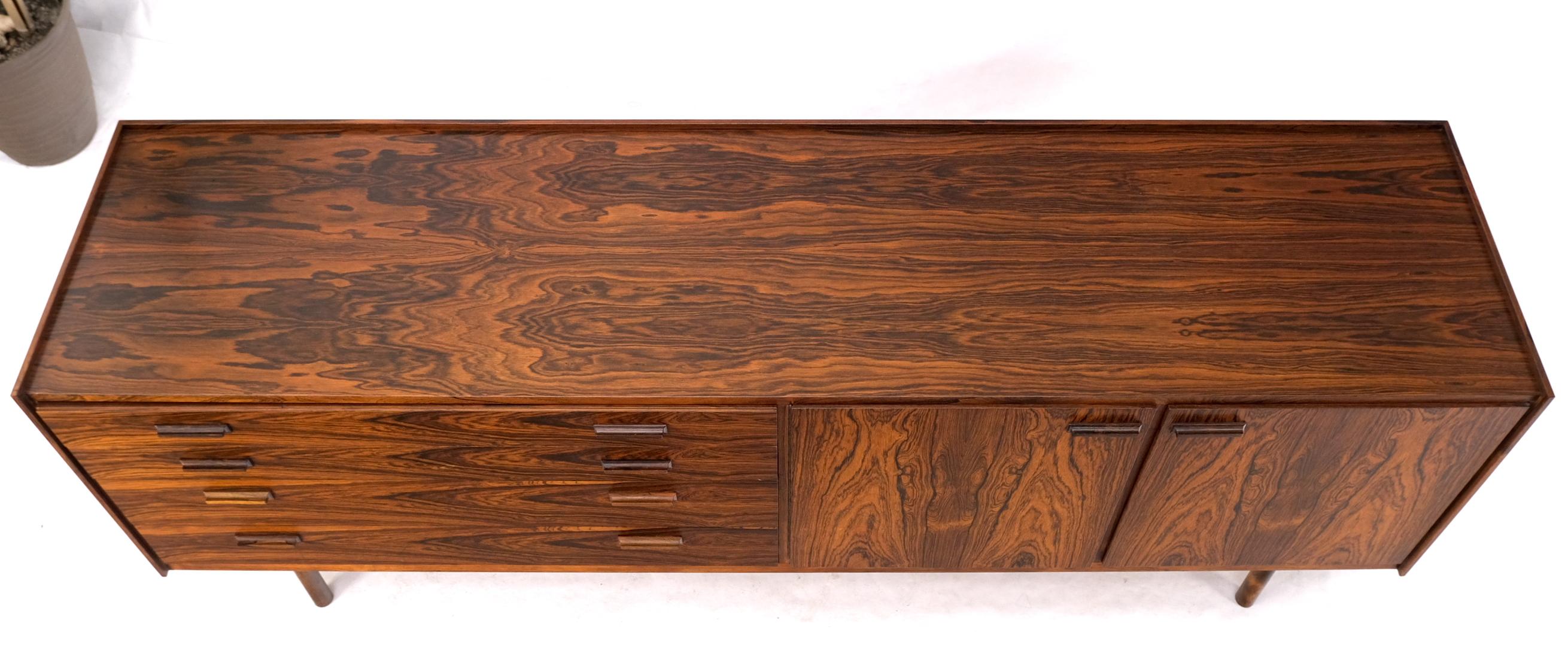 20th Century Rosewood Multi Drawers Two Doors Compartment Gallery Top Danish Credenza Dresser