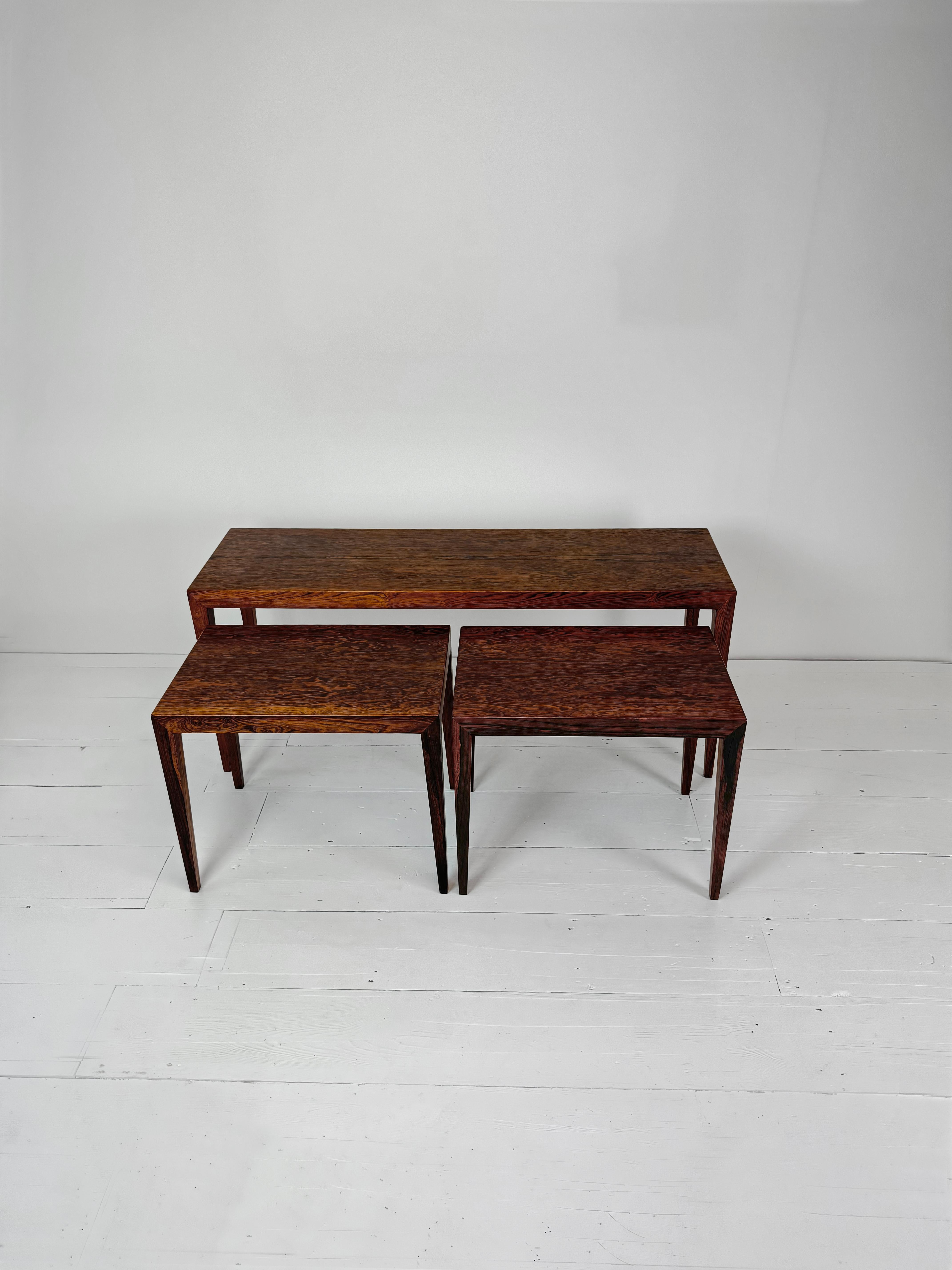 Brazilian Rosewood Nesting Table Set by Severin Hansen for c.1960's For Sale 4
