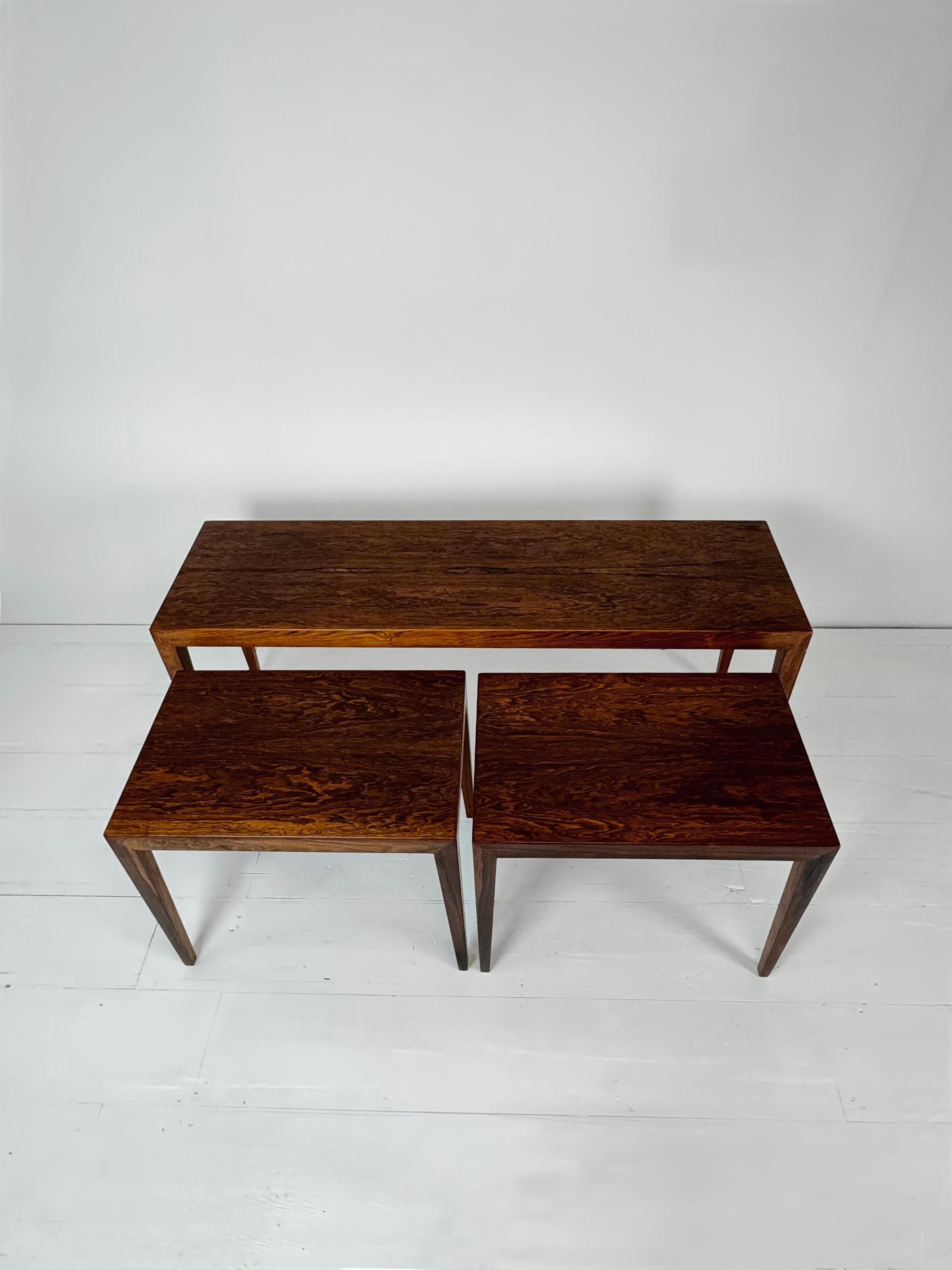 Rosewood Nesting Table Set by Severin Hansen for Haslev c.1960's For Sale 3