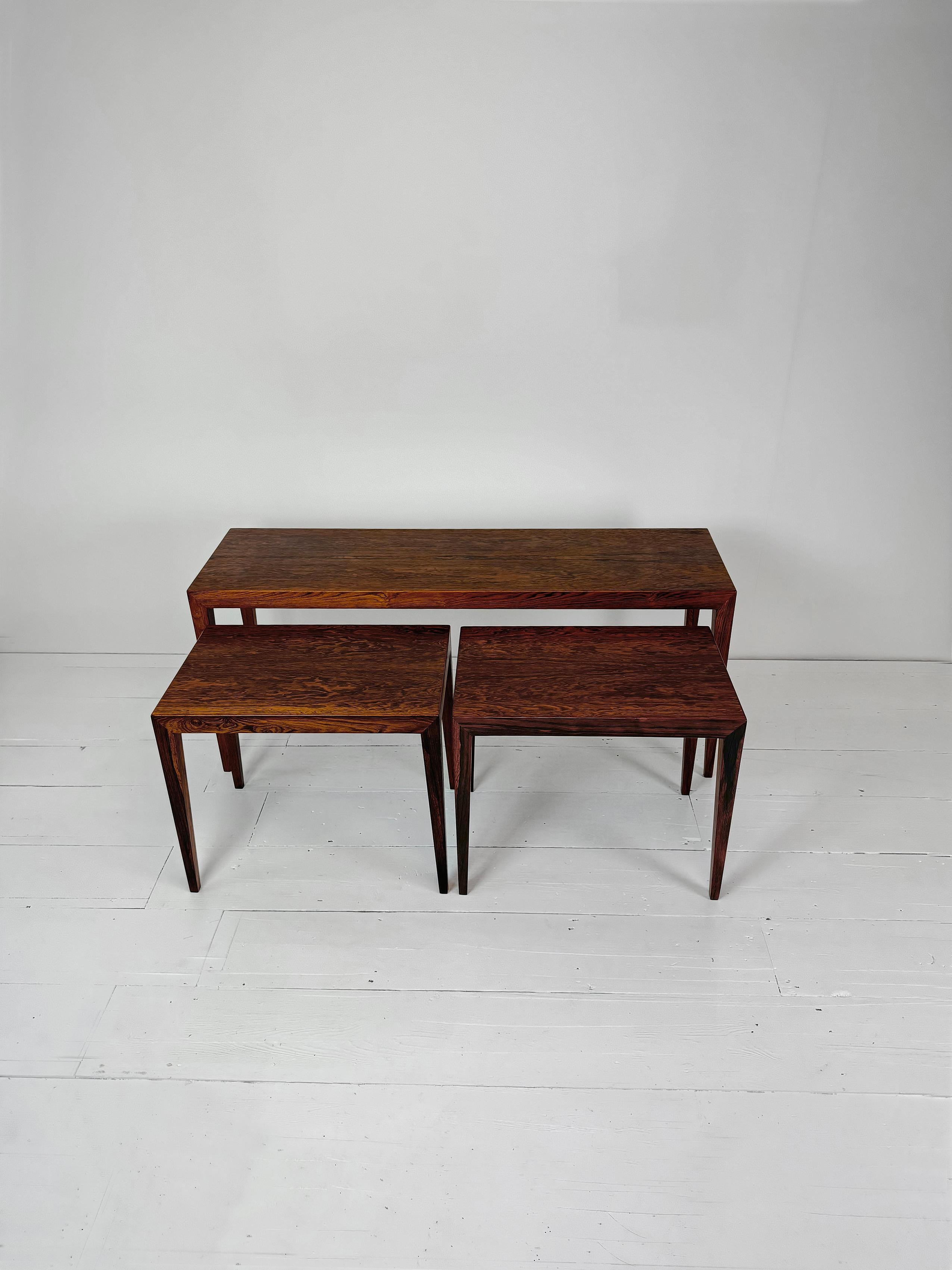 Rosewood Nesting Table Set by Severin Hansen for Haslev c.1960's For Sale 2