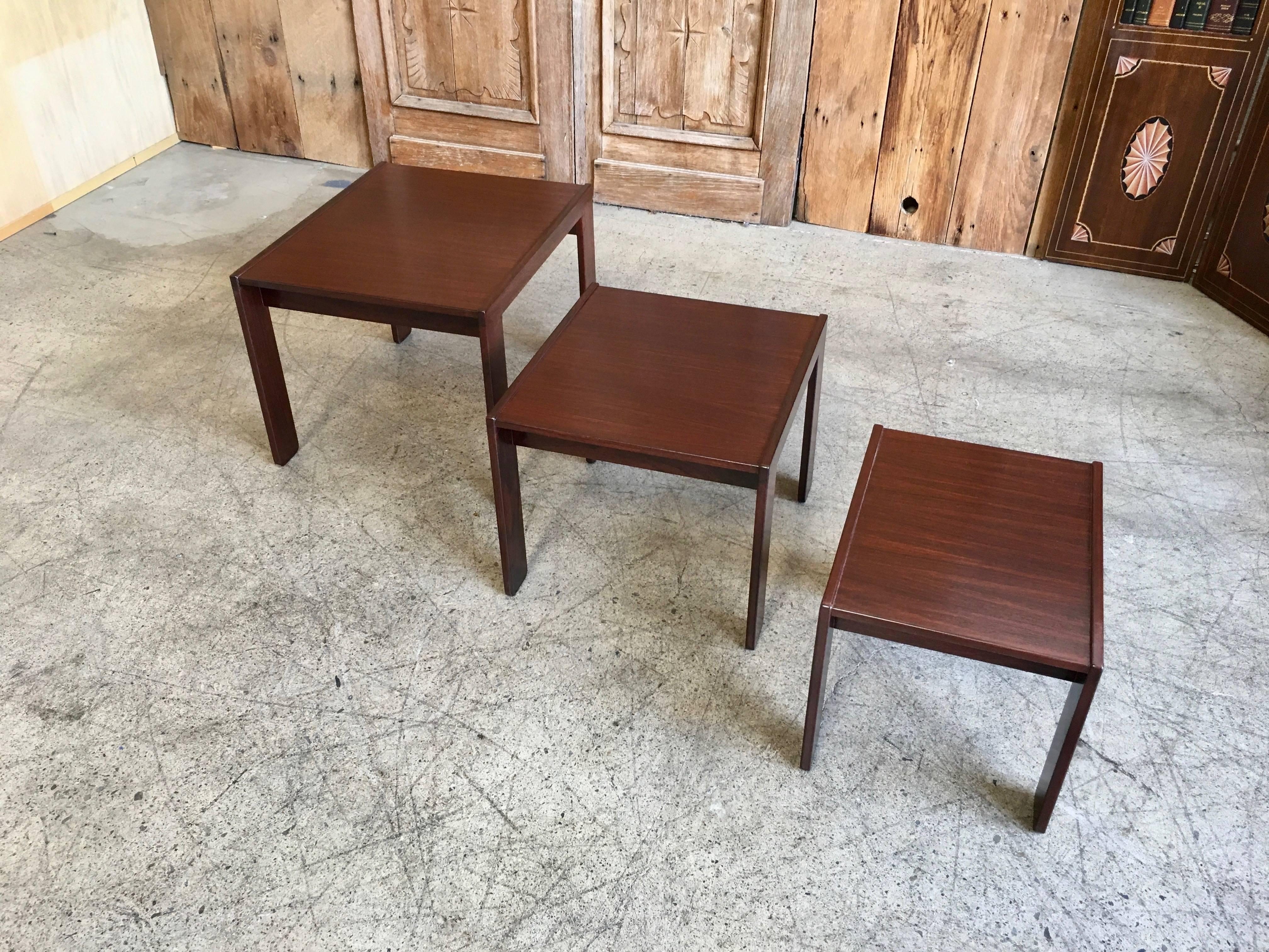 Rosewood Nesting Tables by Afra & Tobia Scarpa for Cassina, 1960s, Set of Three 6