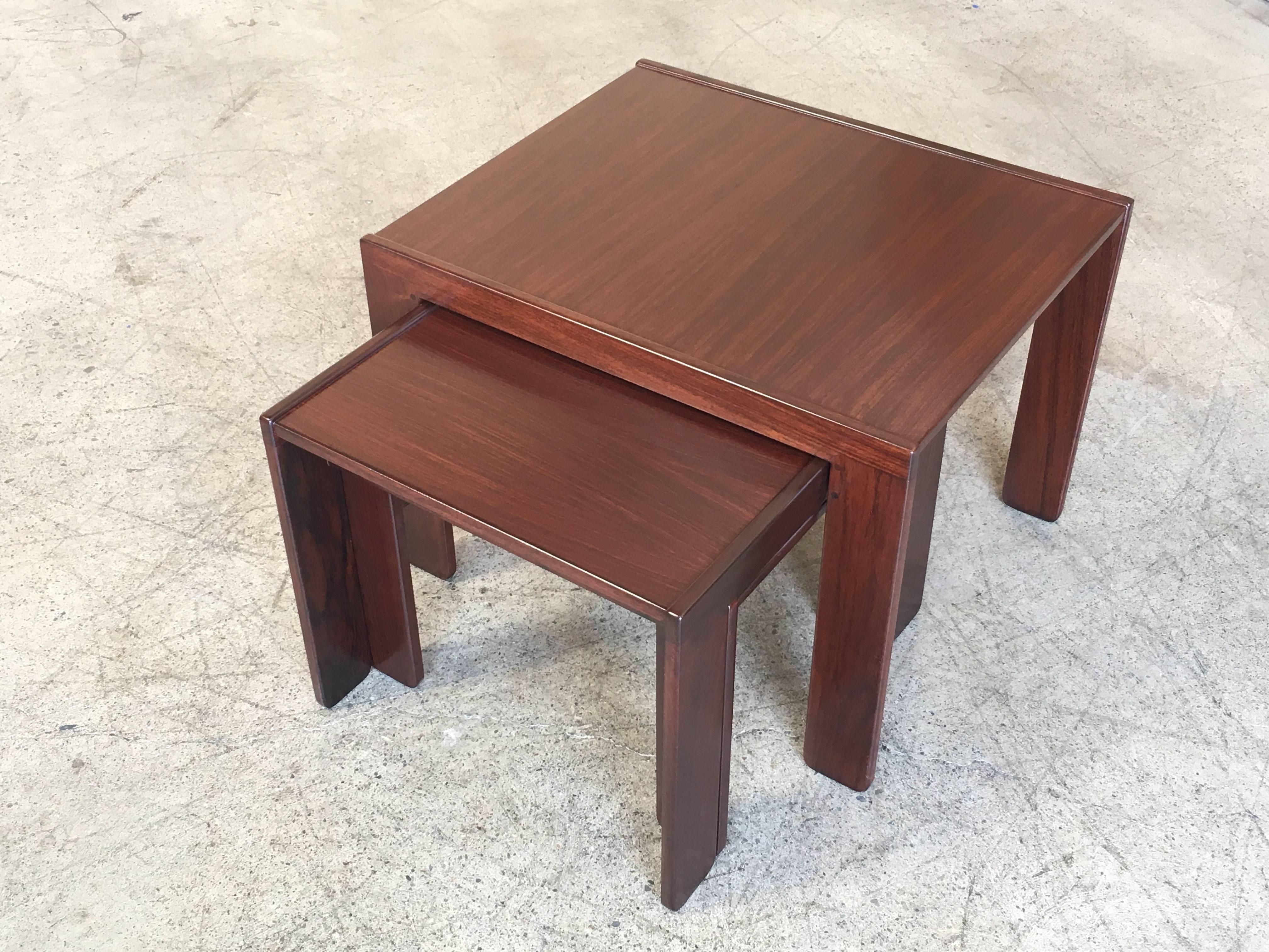 20th Century Rosewood Nesting Tables by Afra & Tobia Scarpa for Cassina, 1960s, Set of Three