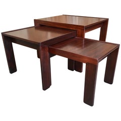 Rosewood Nesting Tables by Afra & Tobia Scarpa for Cassina, 1960s, Set of Three