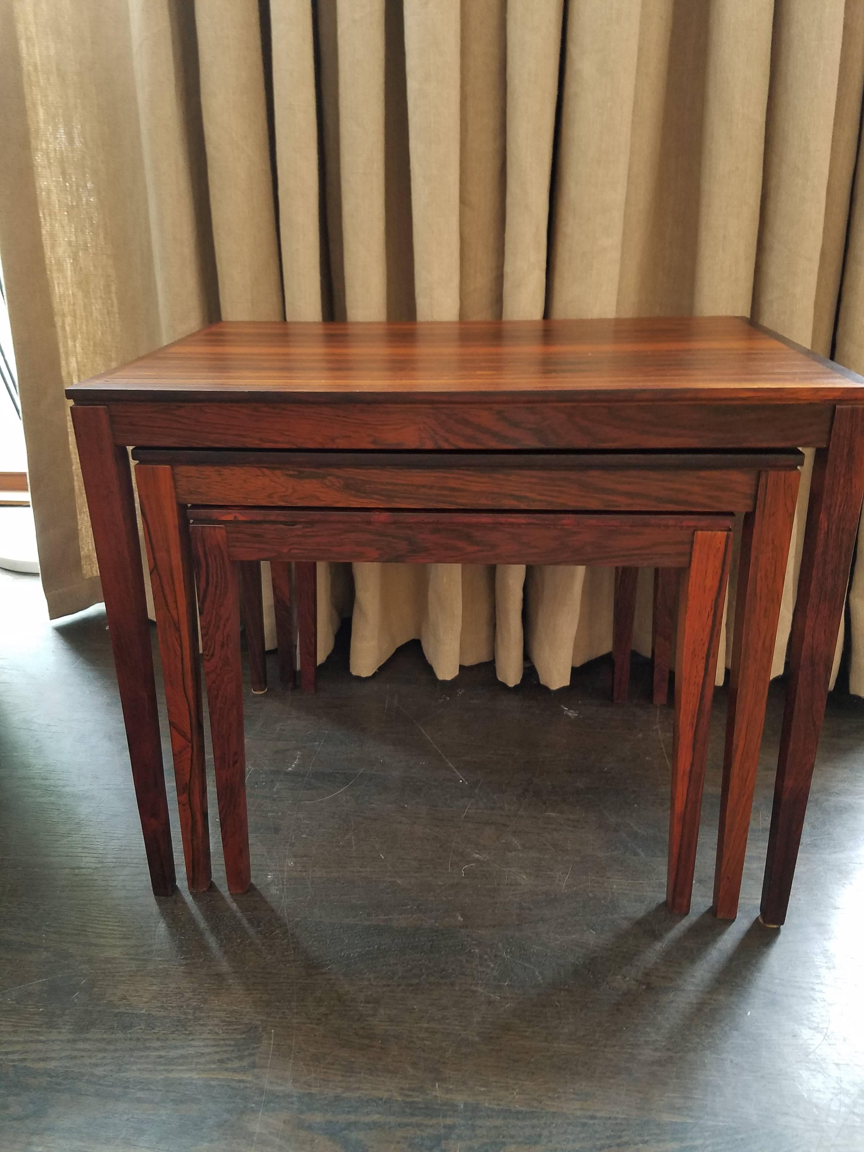 Mid-Century Modern Rosewood Nesting Tables by Bent Silberg Mobler