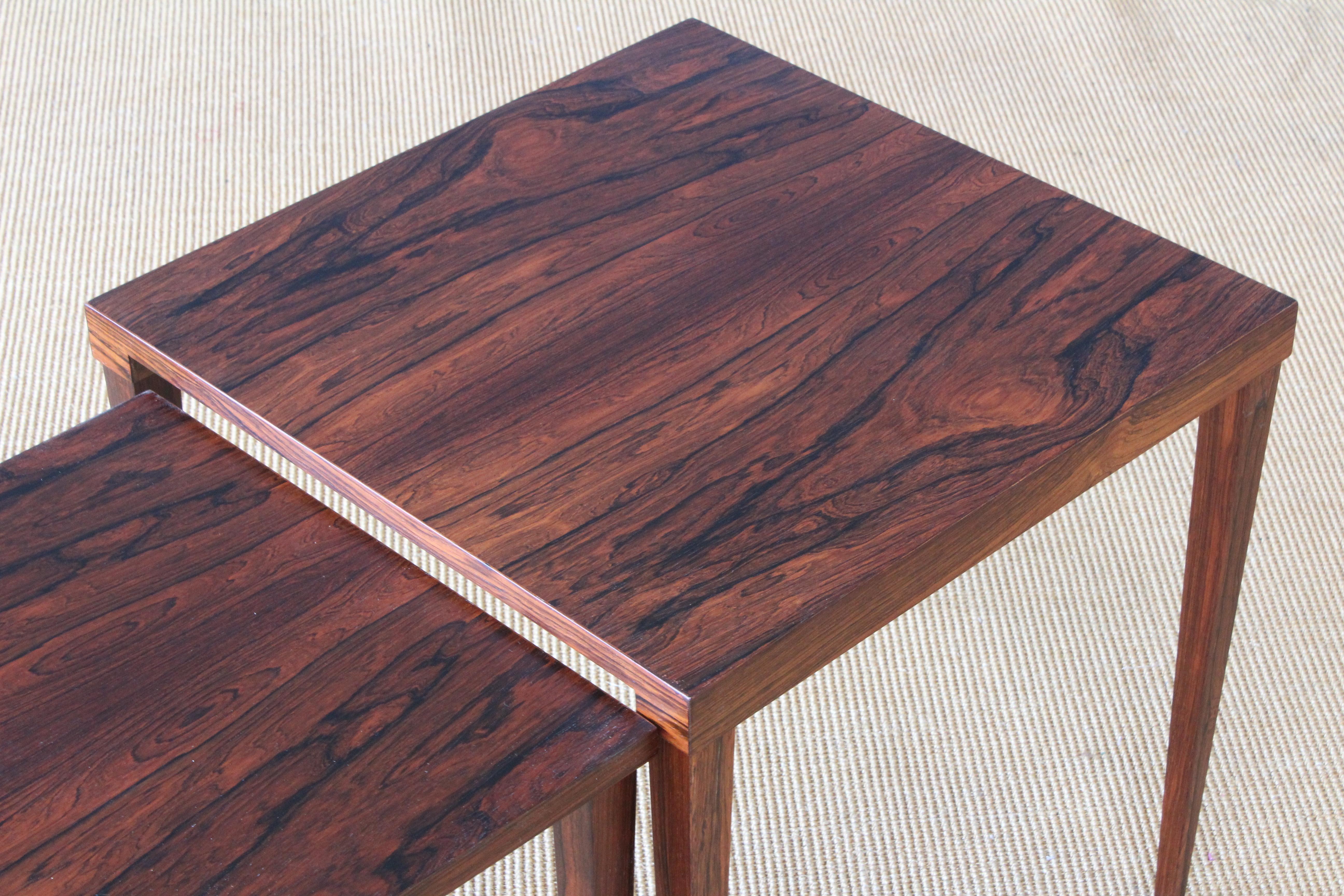 Danish Rosewood Nesting Tables, Denmark, 1950s