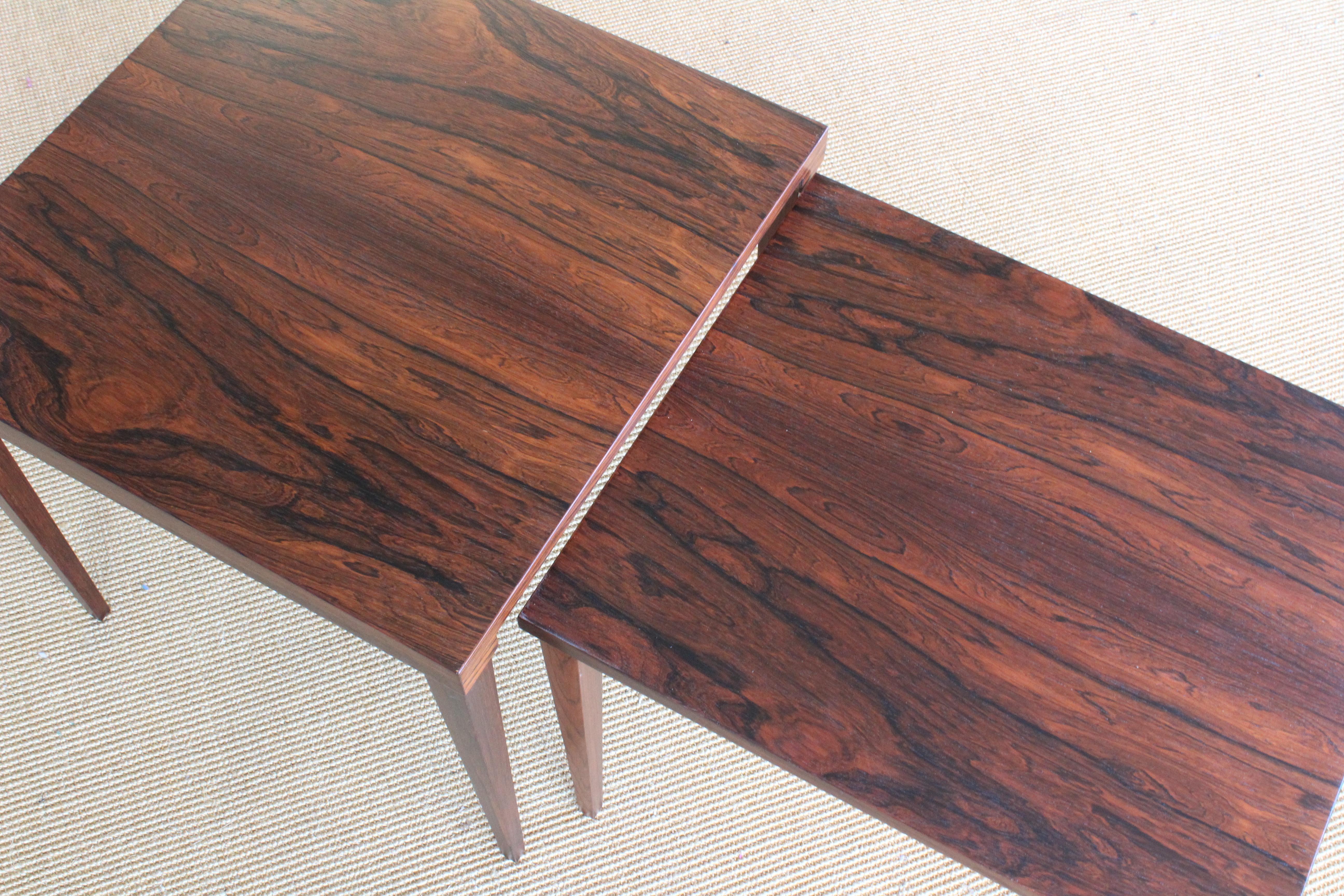 Mid-20th Century Rosewood Nesting Tables, Denmark, 1950s