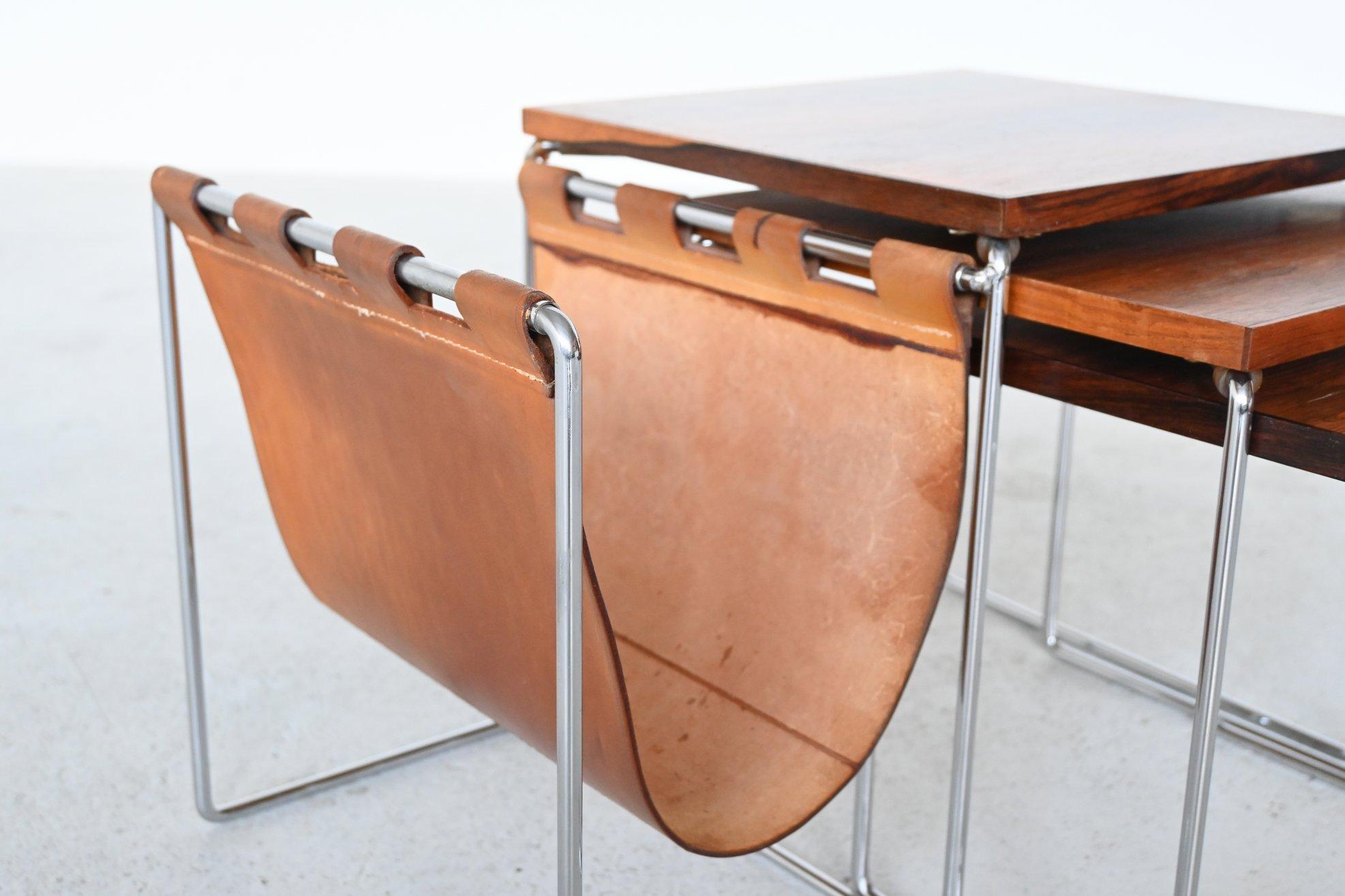 Rosewood Nesting Tables Set of Three, The Netherlands, 1960 1