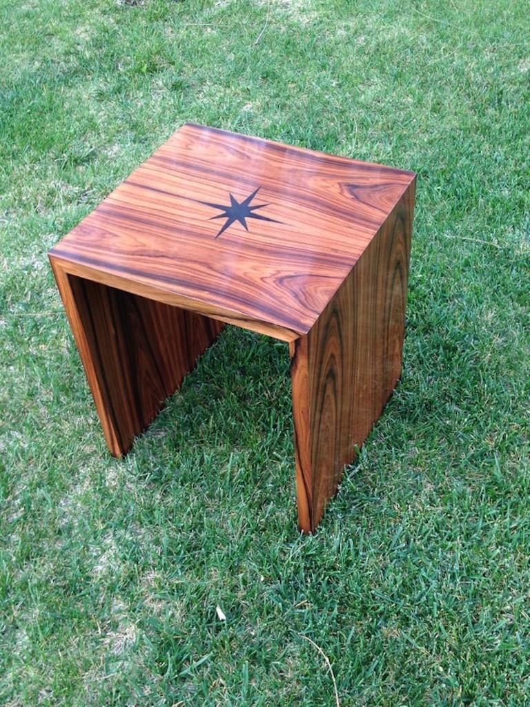 Rosewood or walnut nesting table with inlay in ebony wood

Available as:
A set of 3 
A set of 2
Individual items.